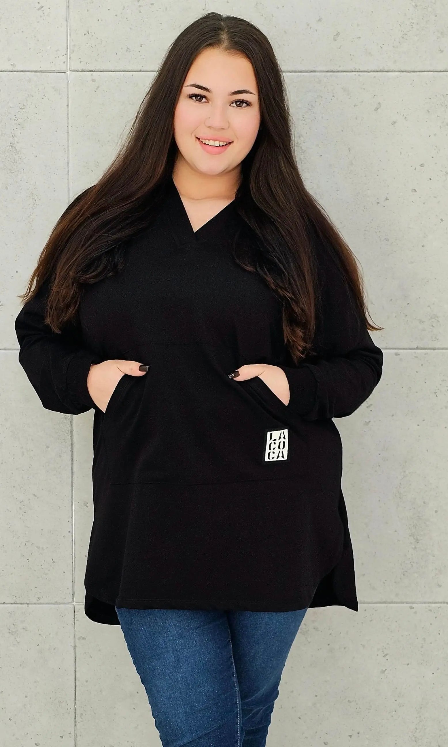 Bluza z kapturem z kieszenią kangurką Stylowa XL