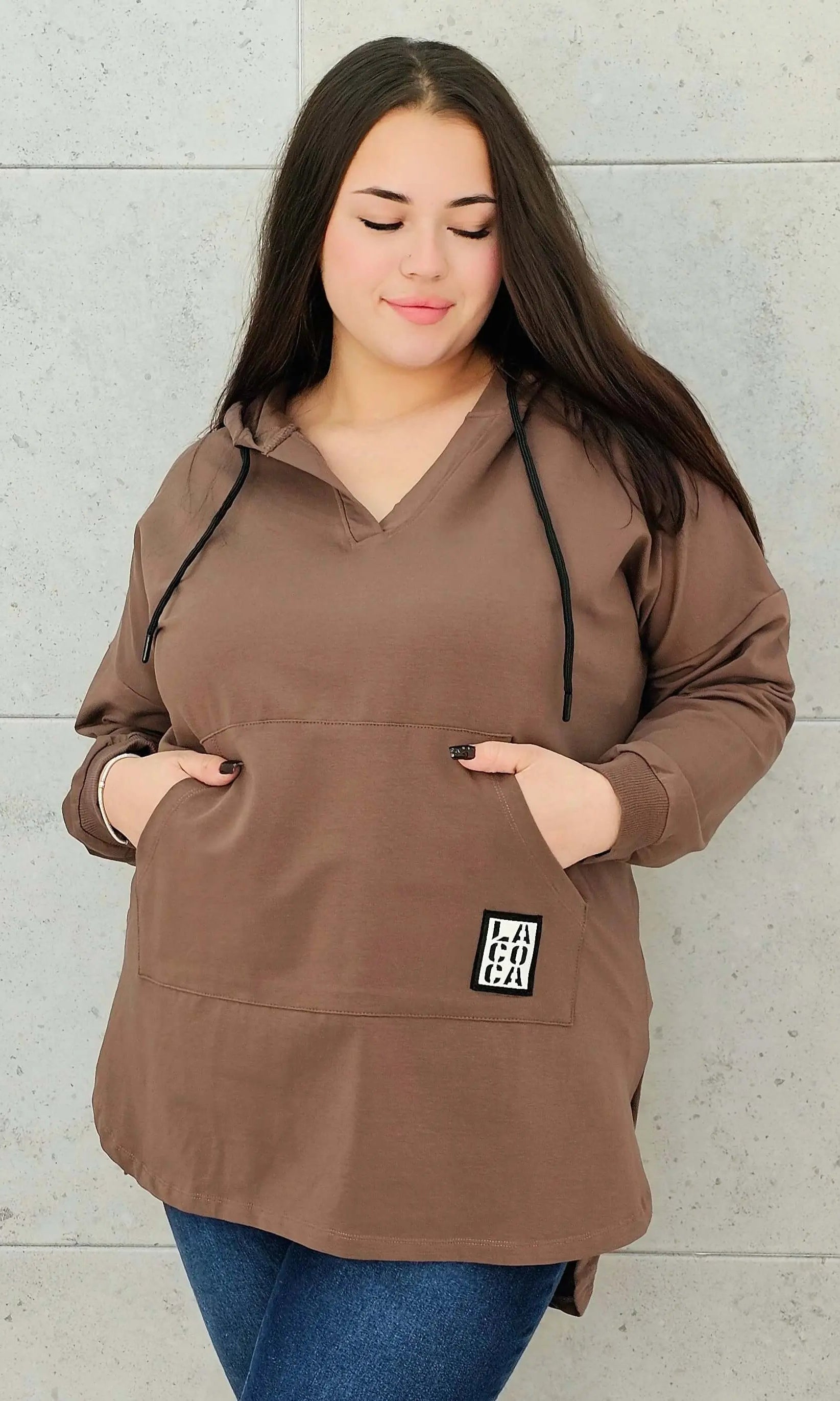 Bluza z kapturem z kieszenią kangurką Stylowa XL