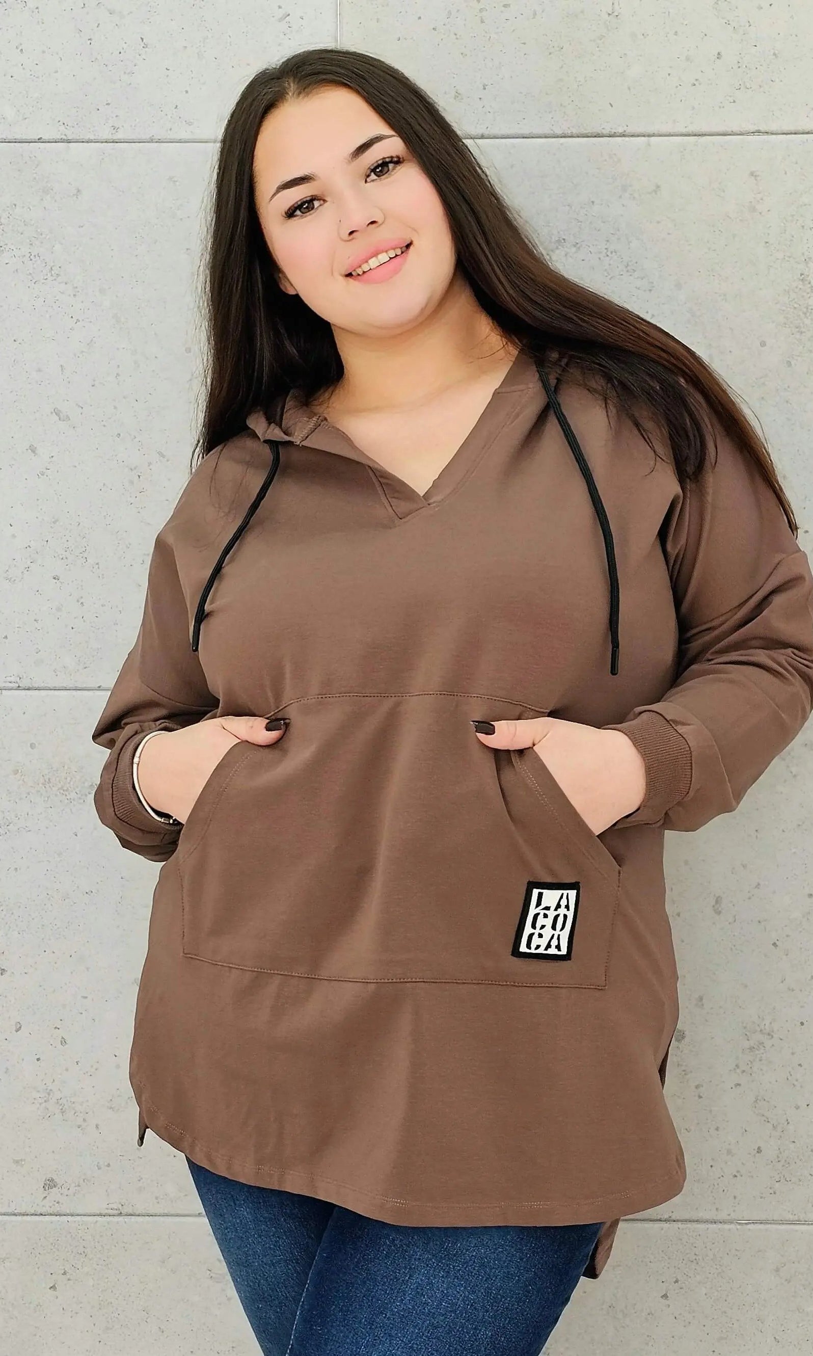 Bluza z kapturem z kieszenią kangurką Stylowa XL