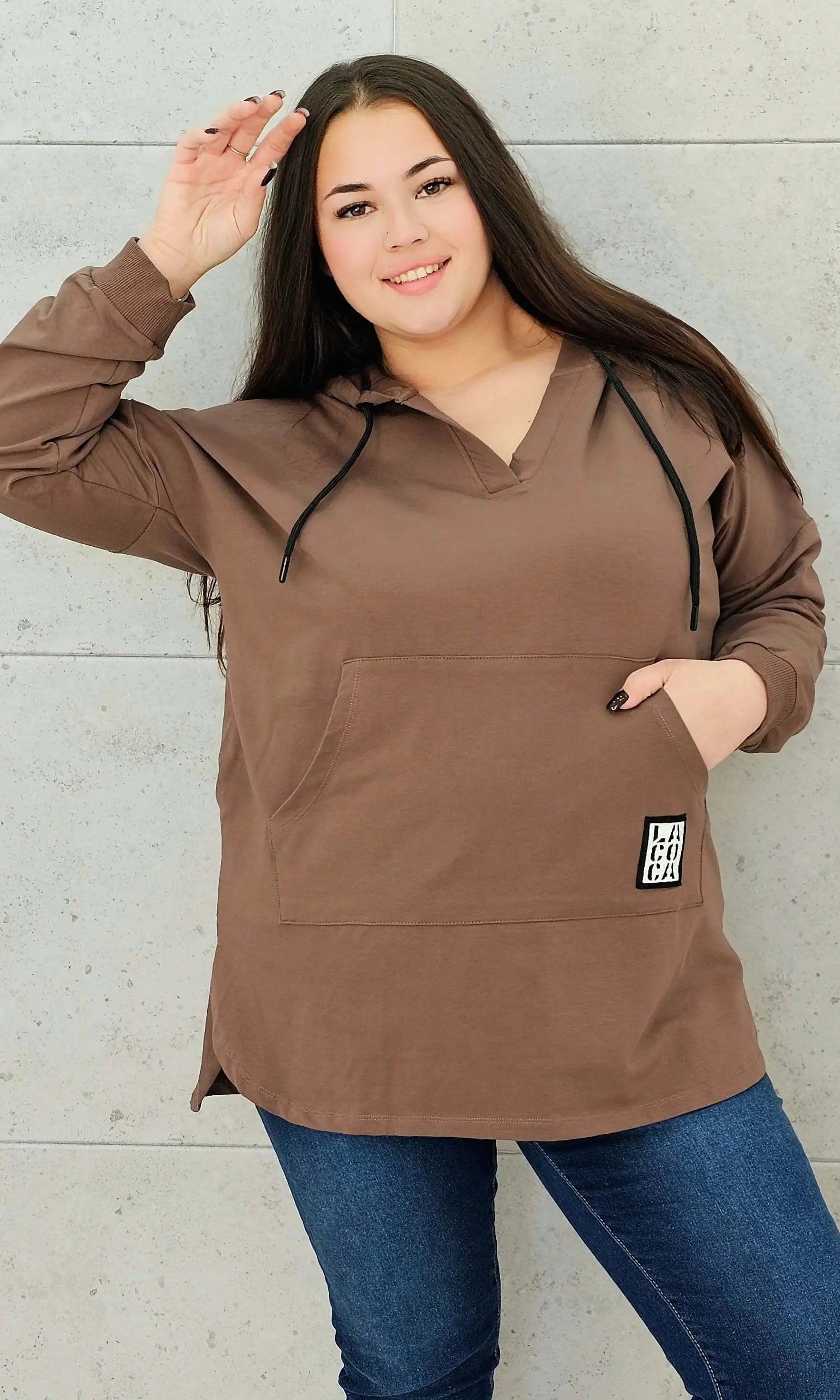 Bluza z kapturem z kieszenią kangurką Stylowa XL