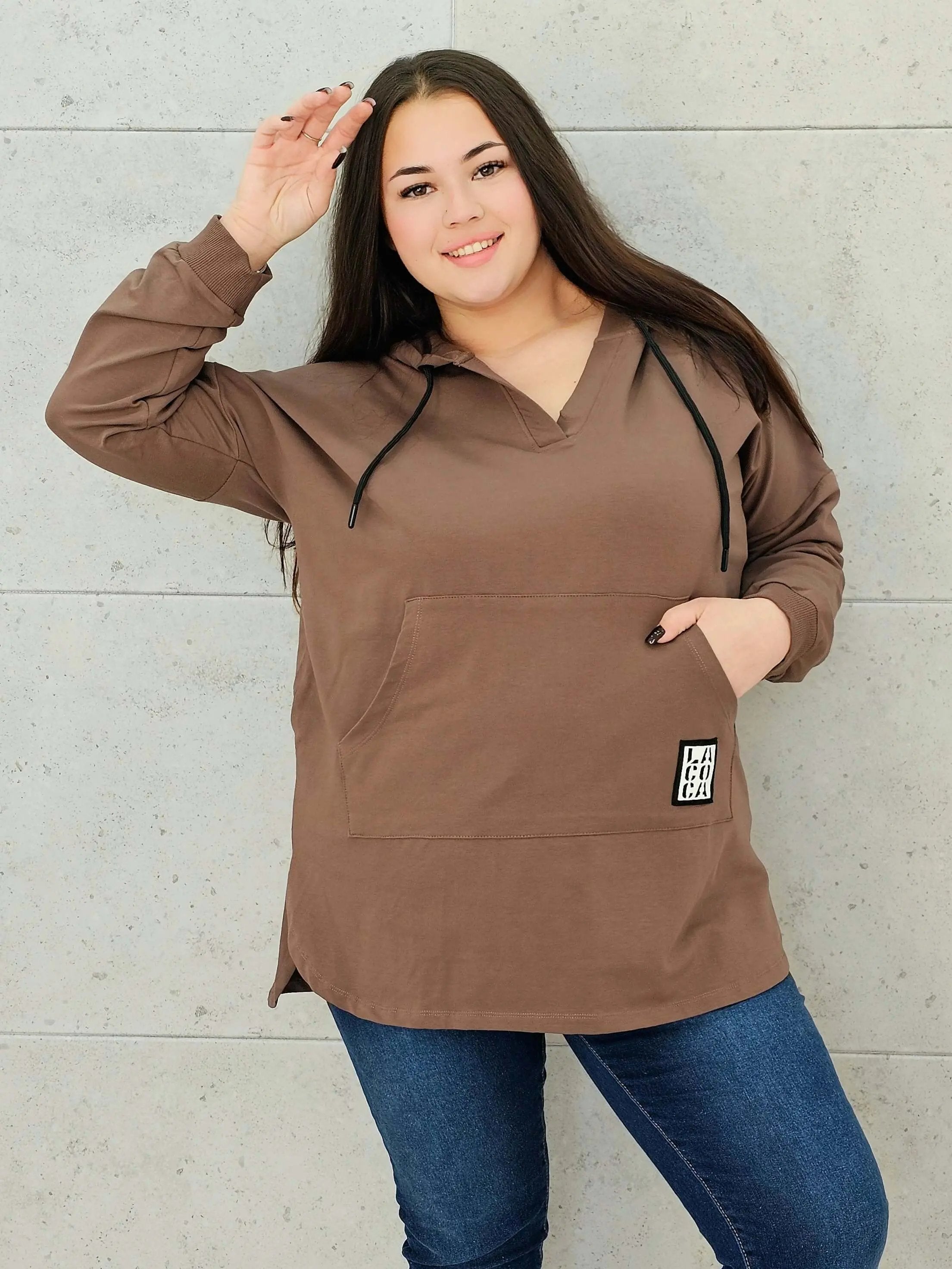 Bluza z kapturem z kieszenią kangurką Stylowa XL