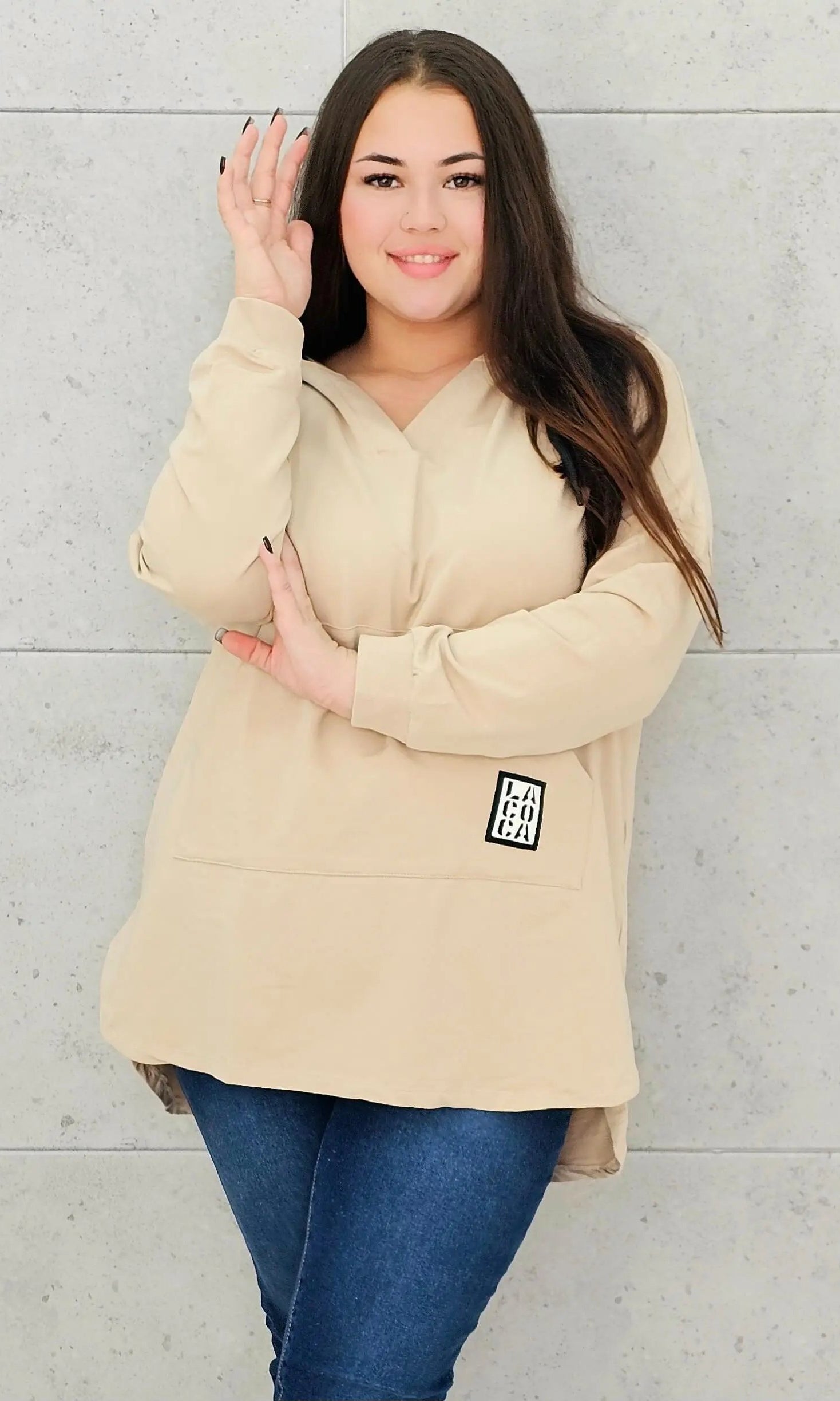 Bluza z kapturem z kieszenią kangurką Stylowa XL