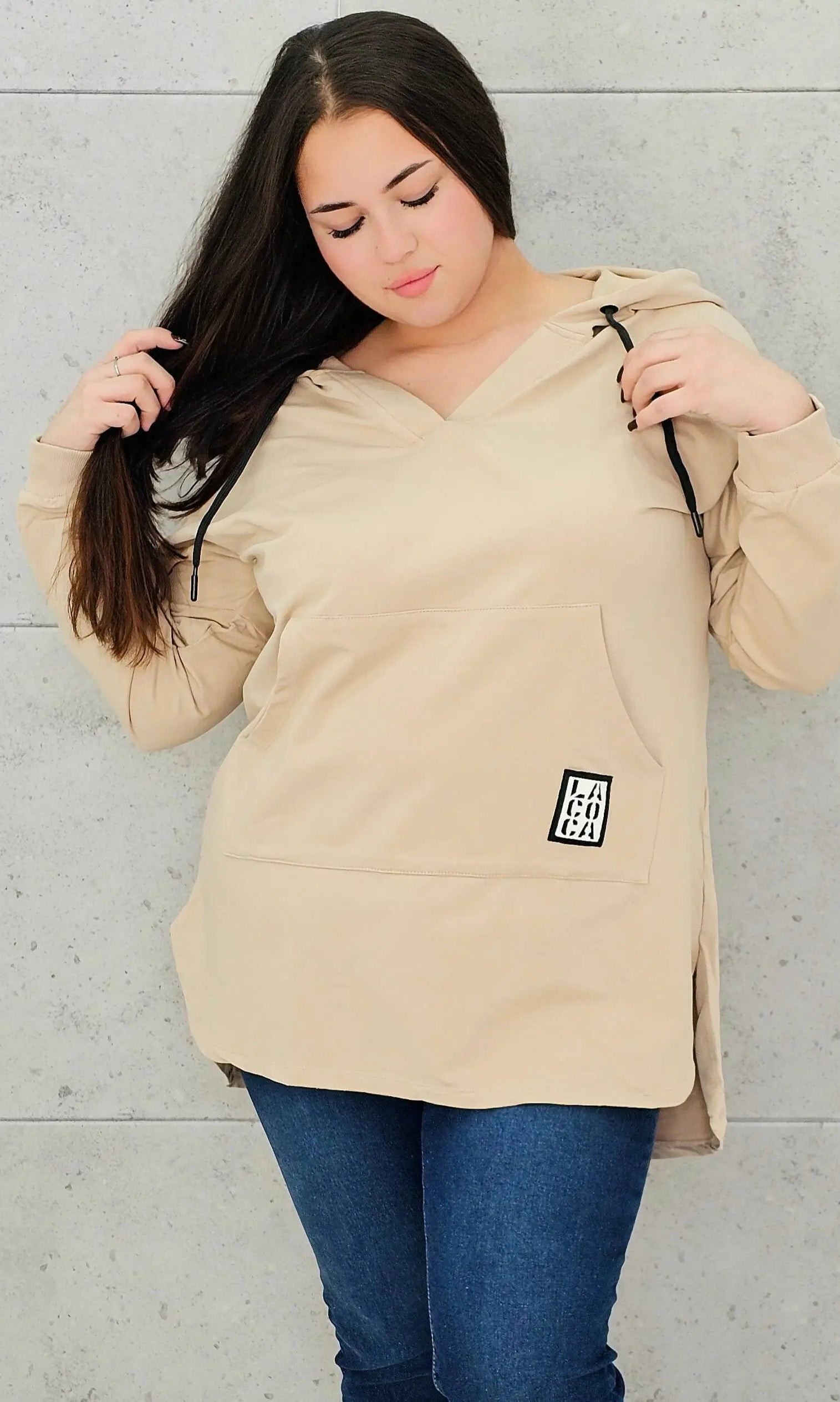 Bluza z kapturem z kieszenią kangurką Stylowa XL