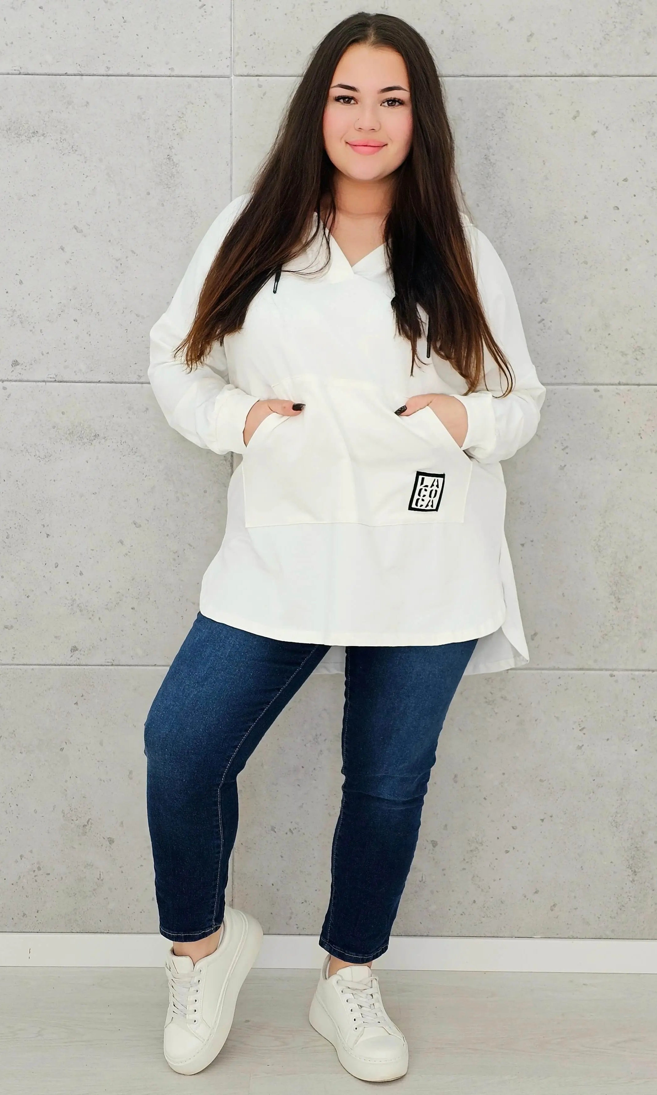 Bluza z kapturem z kieszenią kangurką Stylowa XL