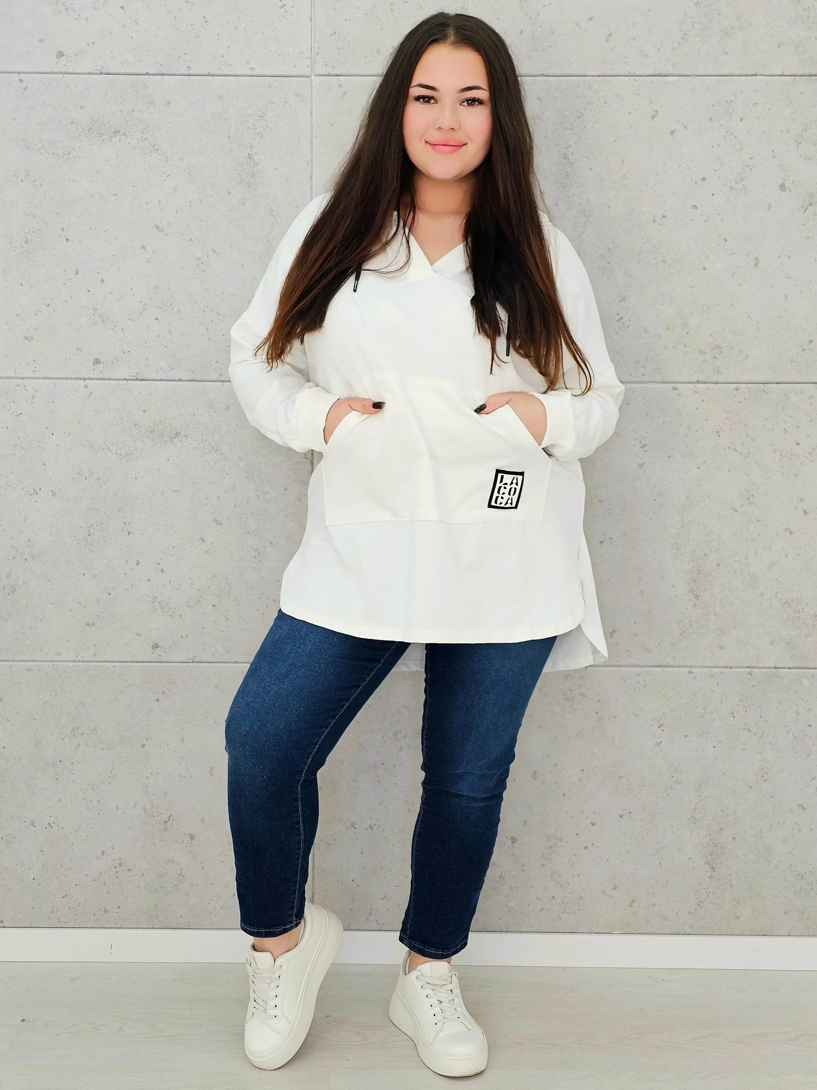 Bluza z kapturem z kieszenią kangurką Stylowa XL