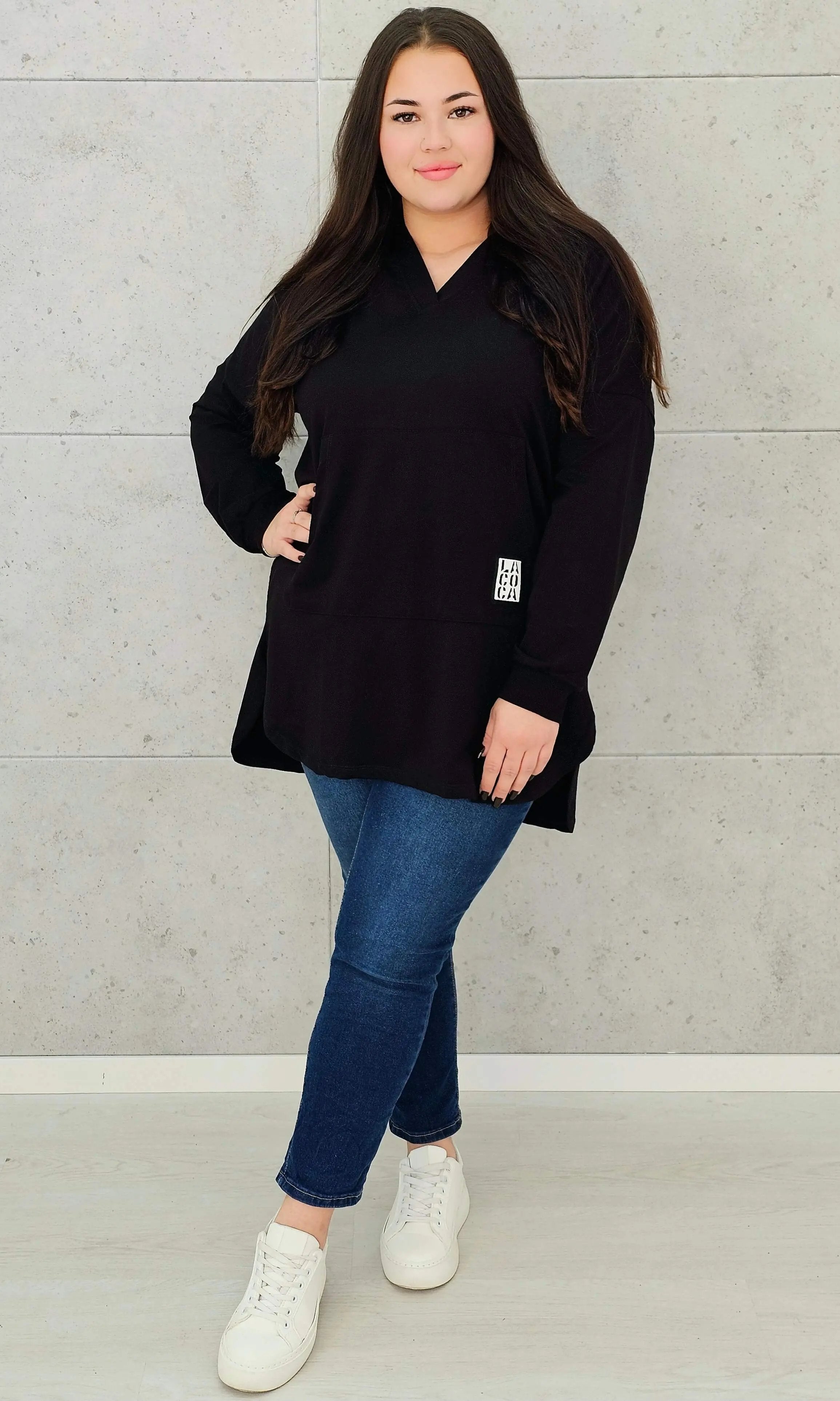 Bluza z kapturem z kieszenią kangurką Stylowa XL