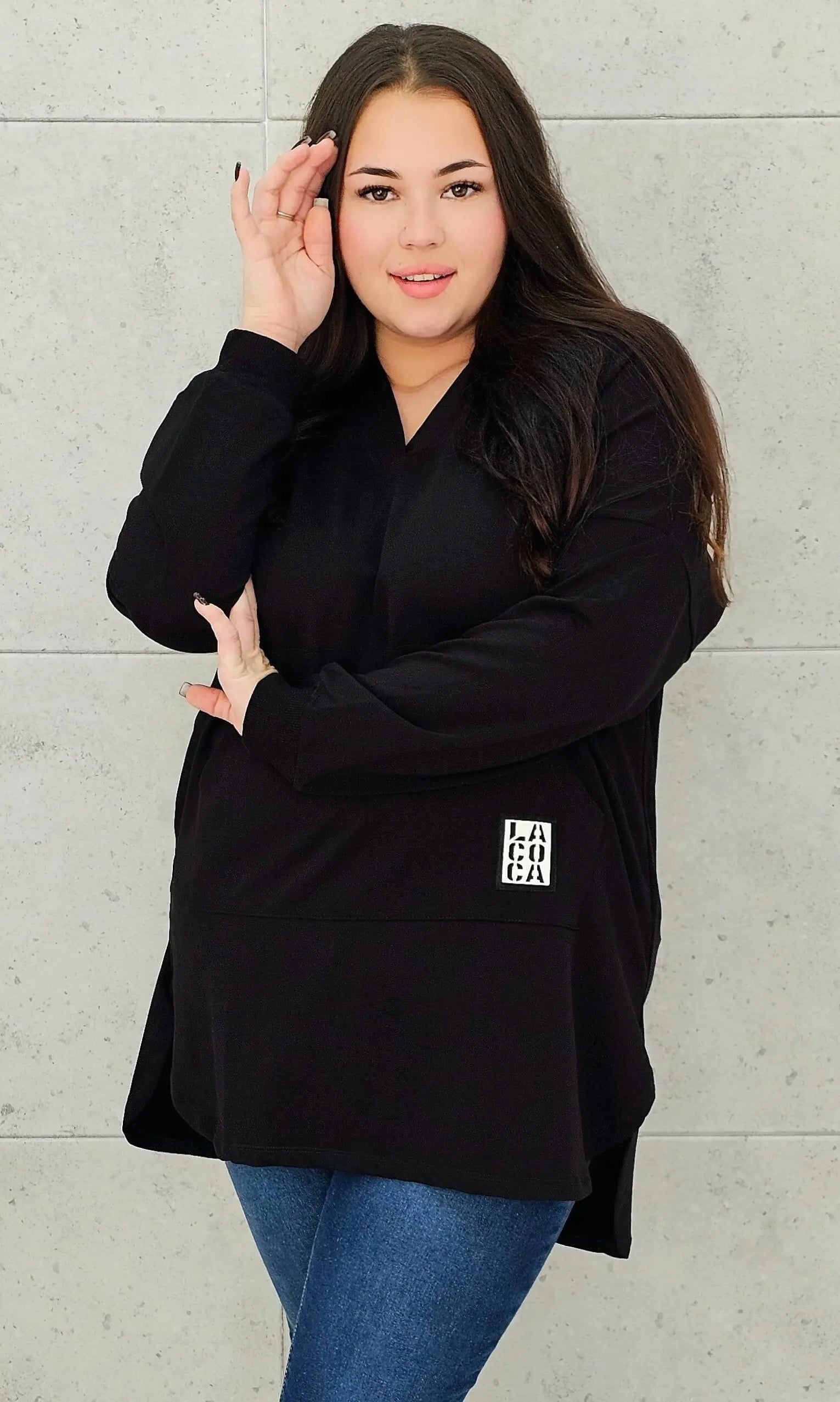 Bluza z kapturem z kieszenią kangurką Stylowa XL