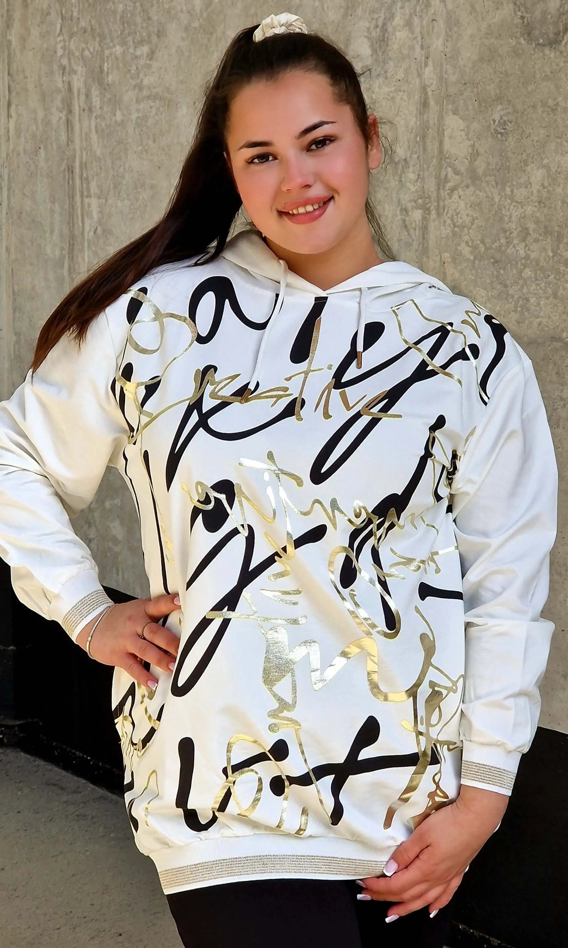 Bluza z kapturem z nadrukiem Stylowa XL