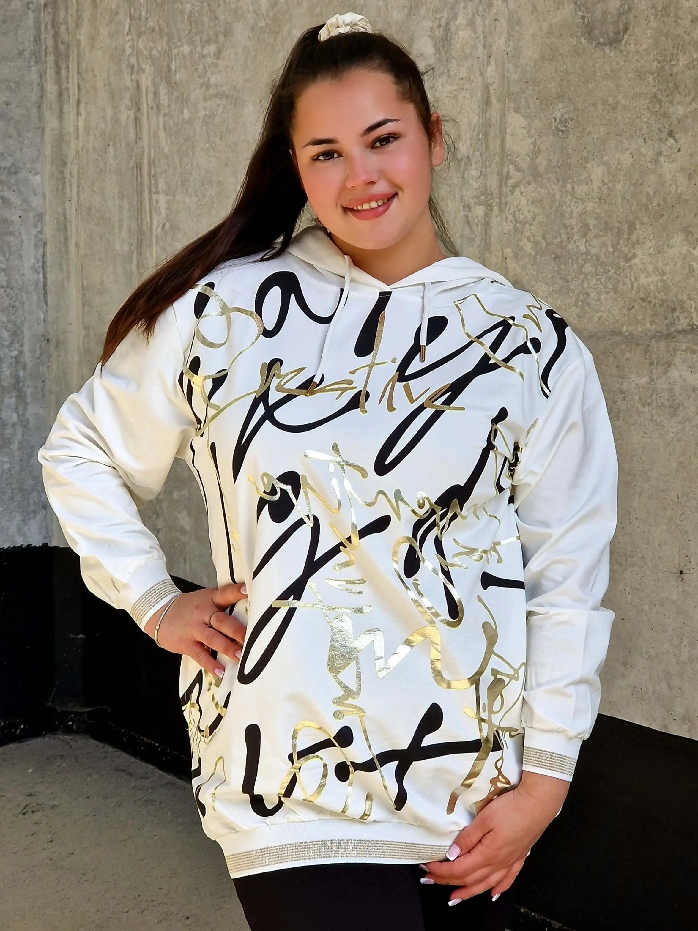 Bluza z kapturem z nadrukiem Stylowa XL