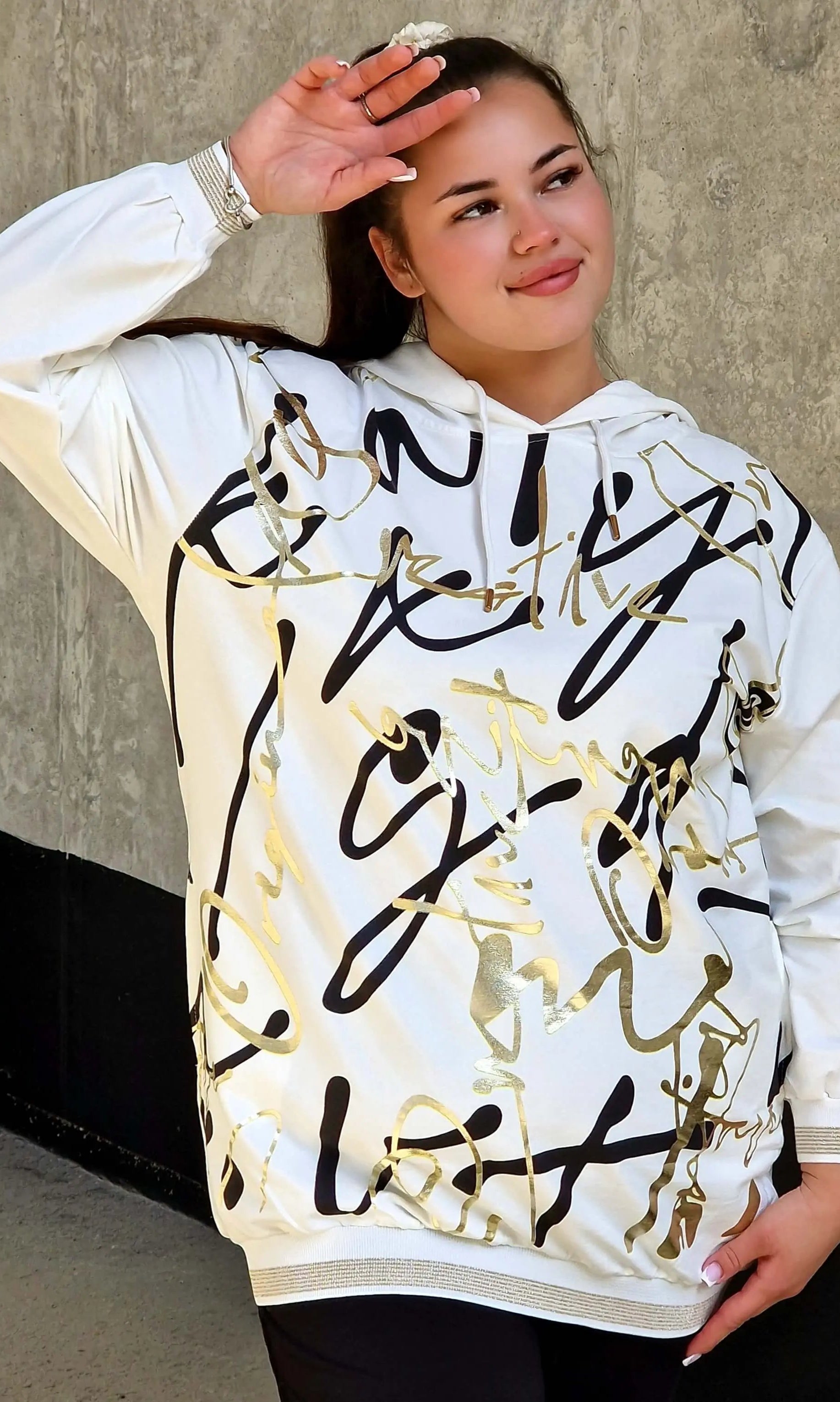 Bluza z kapturem z nadrukiem Stylowa XL