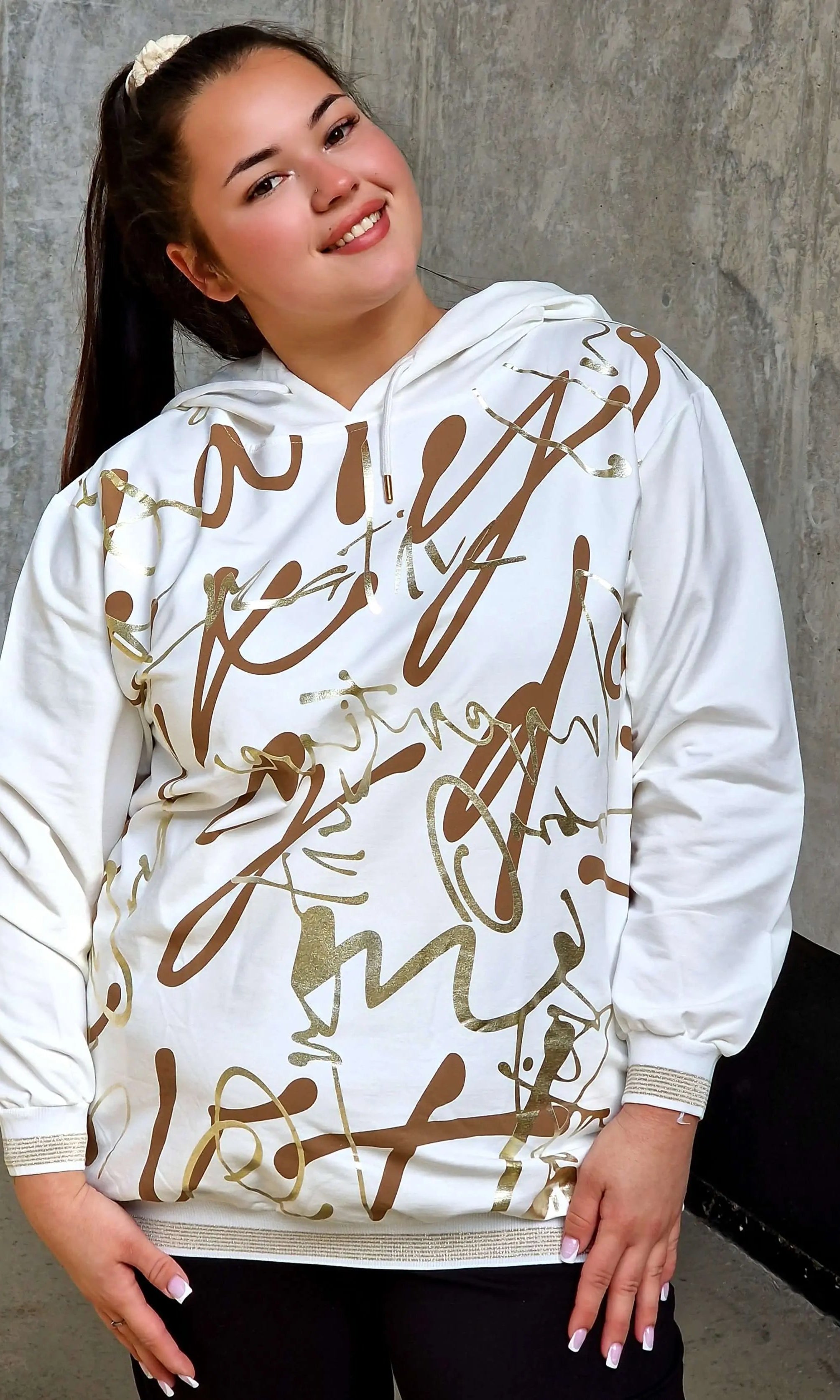 Bluza z kapturem z nadrukiem Stylowa XL