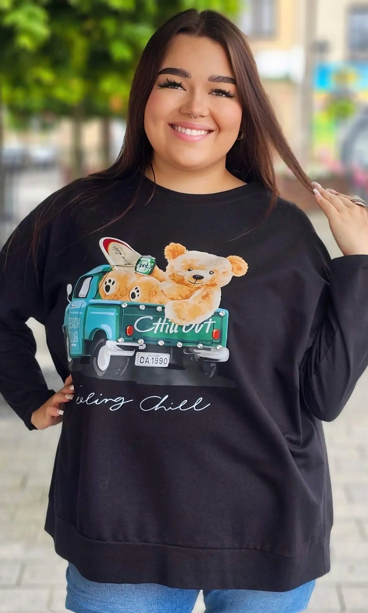 Bluza z nadrukiem misia Stylowa XL