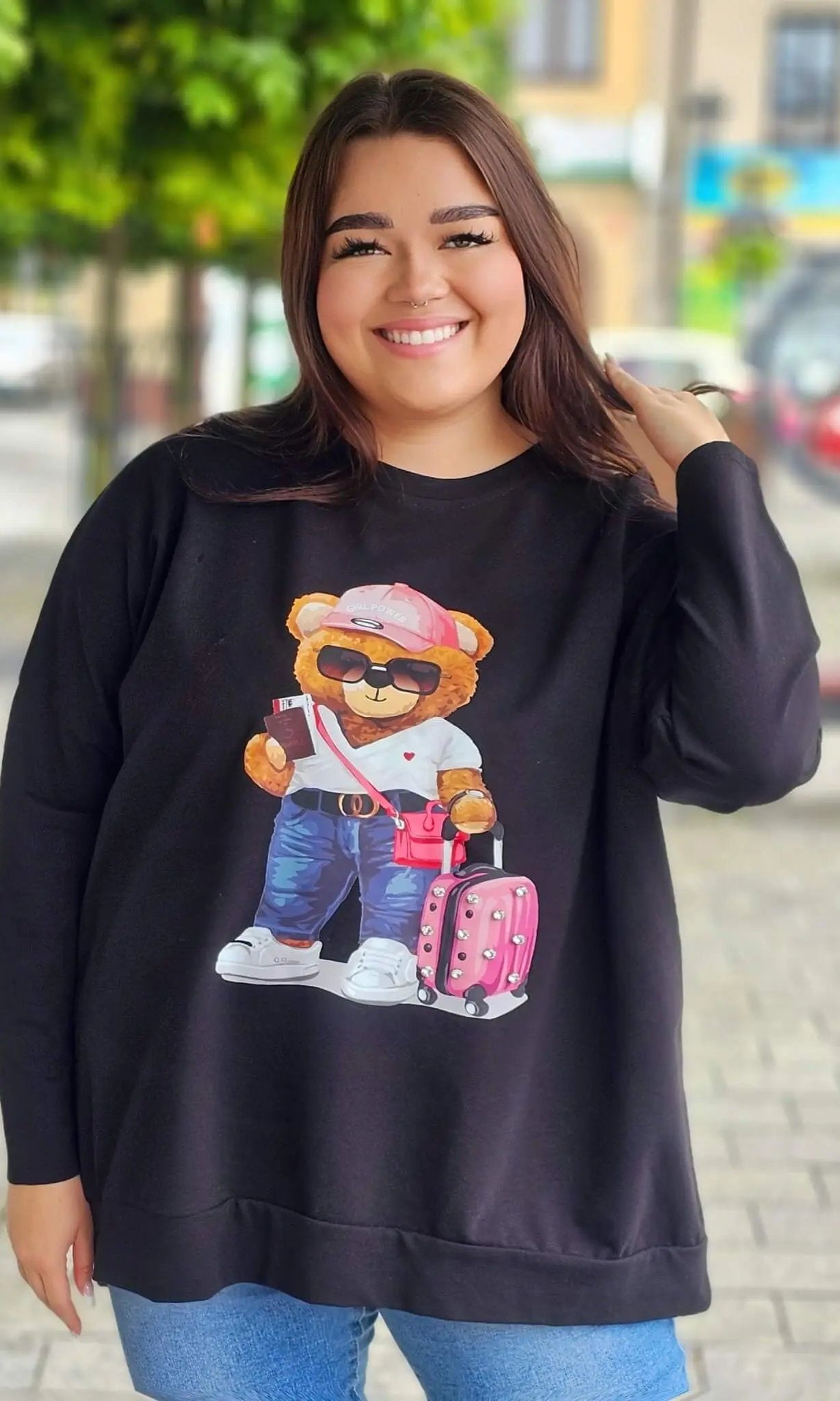 Bluza z nadrukiem misia Stylowa XL