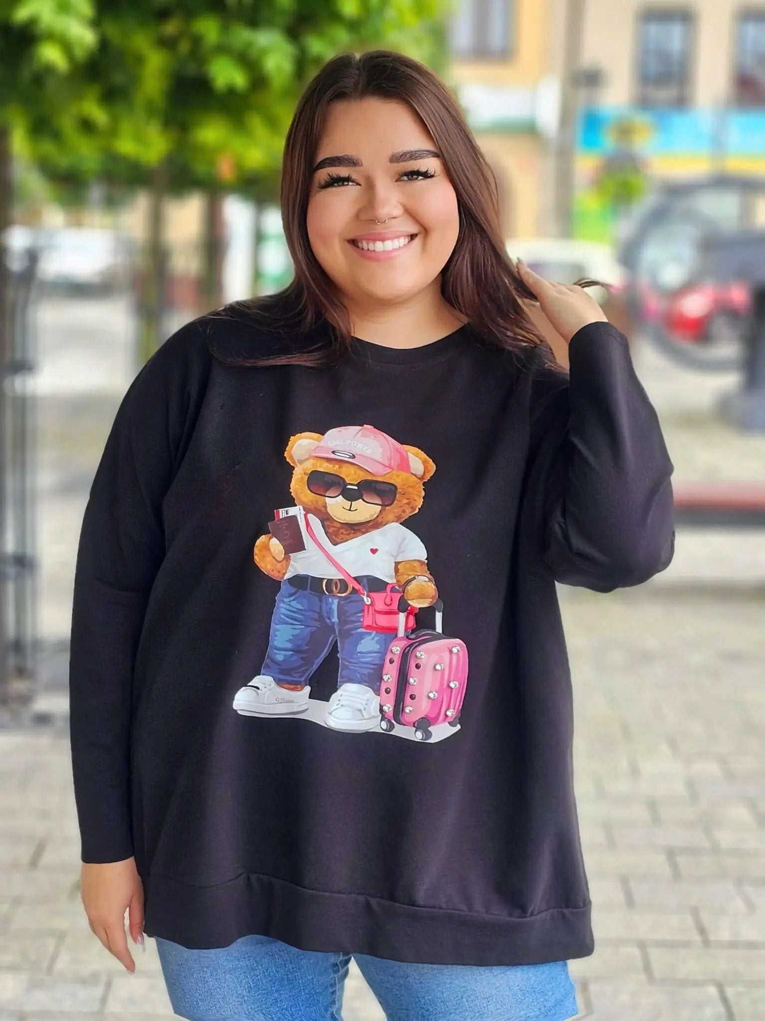 Bluza z nadrukiem misia Stylowa XL