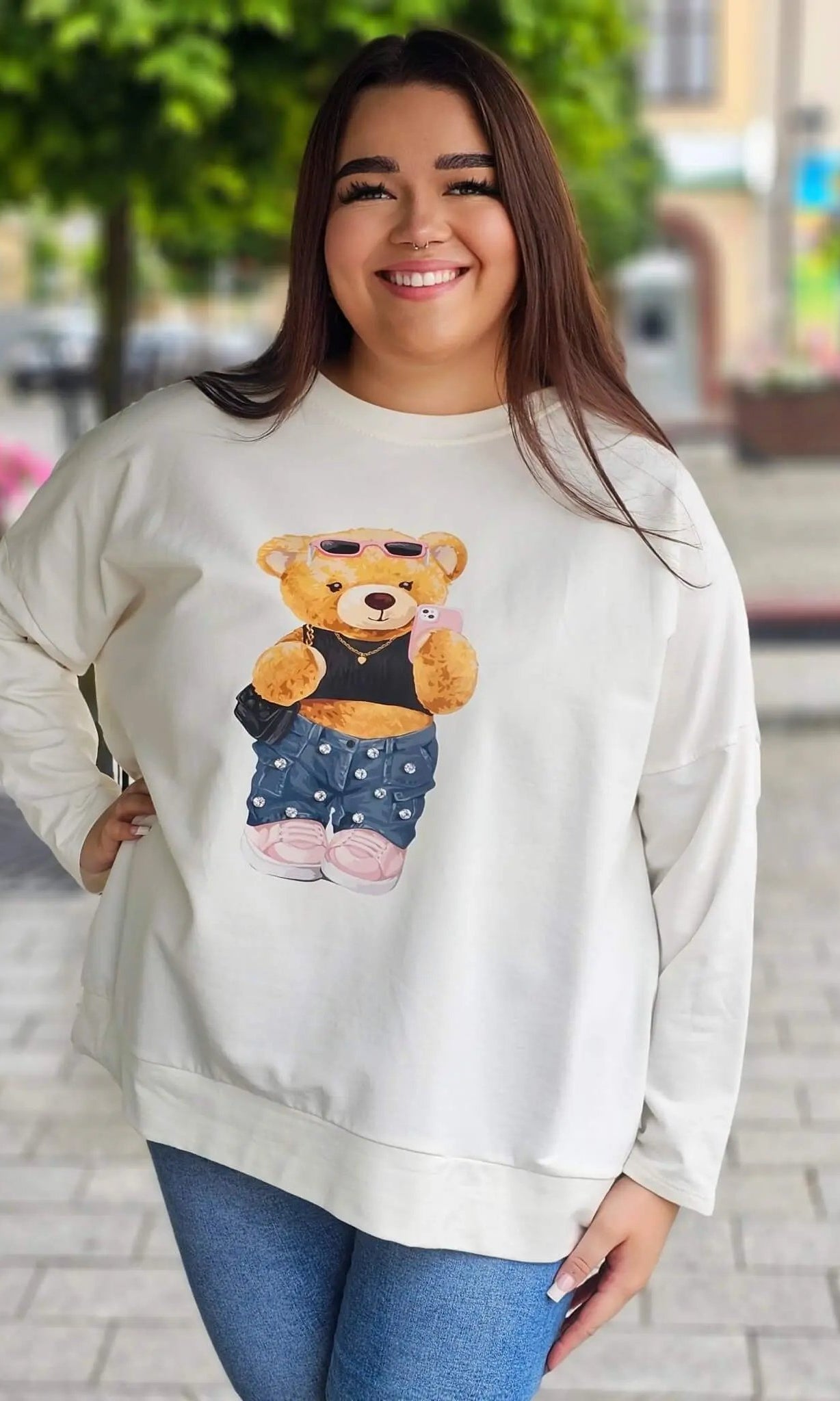 Bluza z nadrukiem misia Stylowa XL