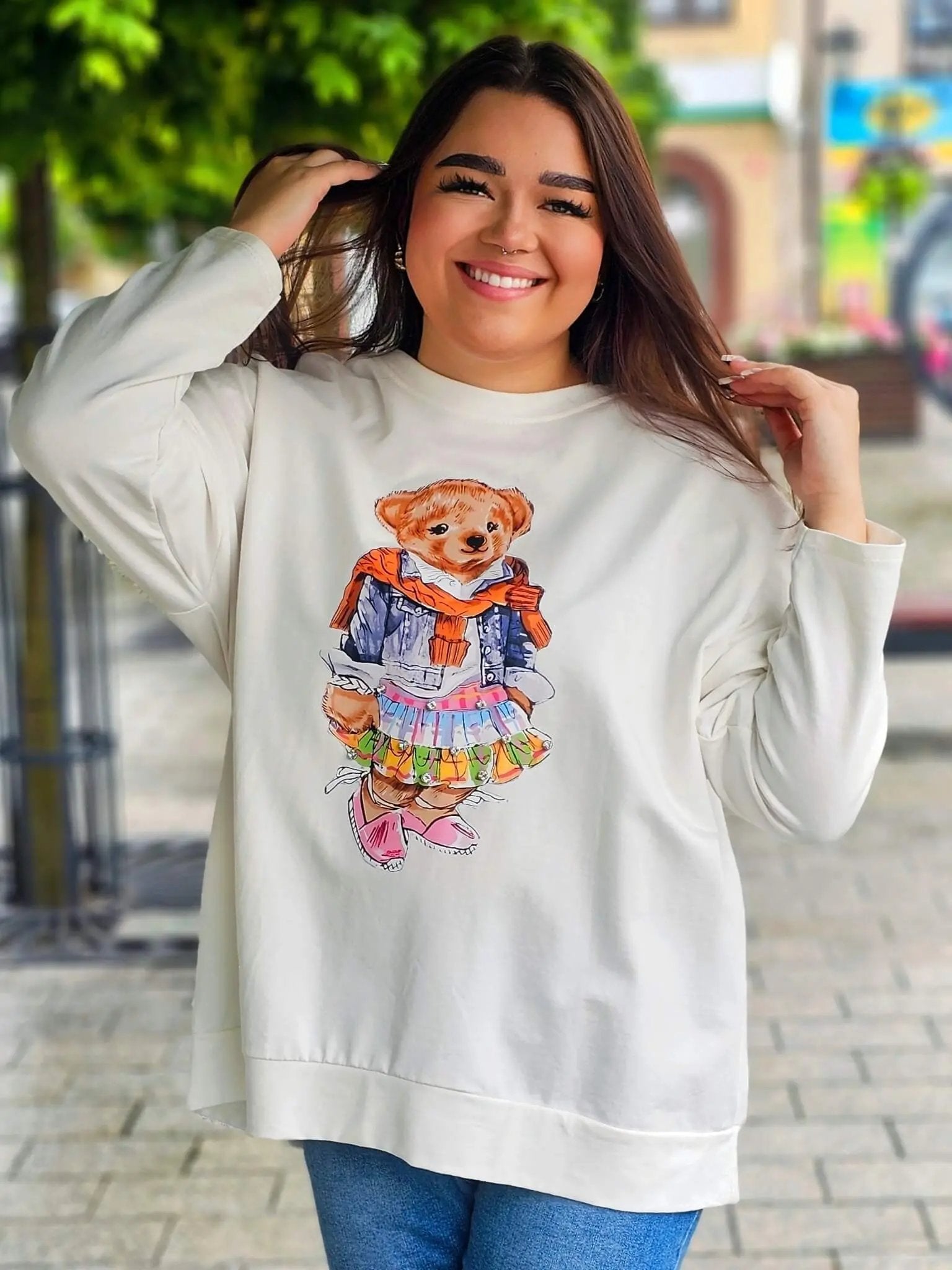 Bluza z nadrukiem misia Stylowa XL