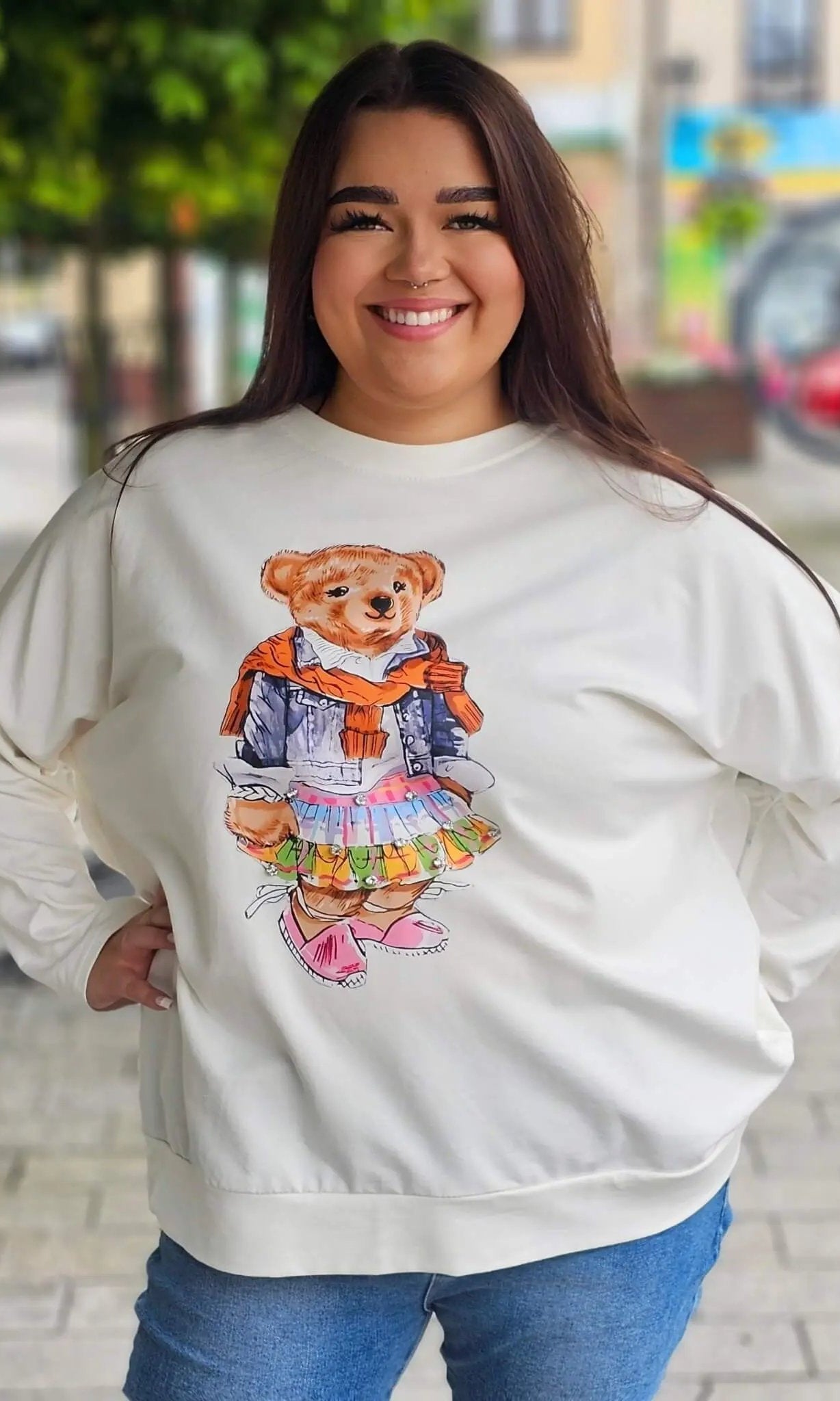 Bluza z nadrukiem misia Stylowa XL