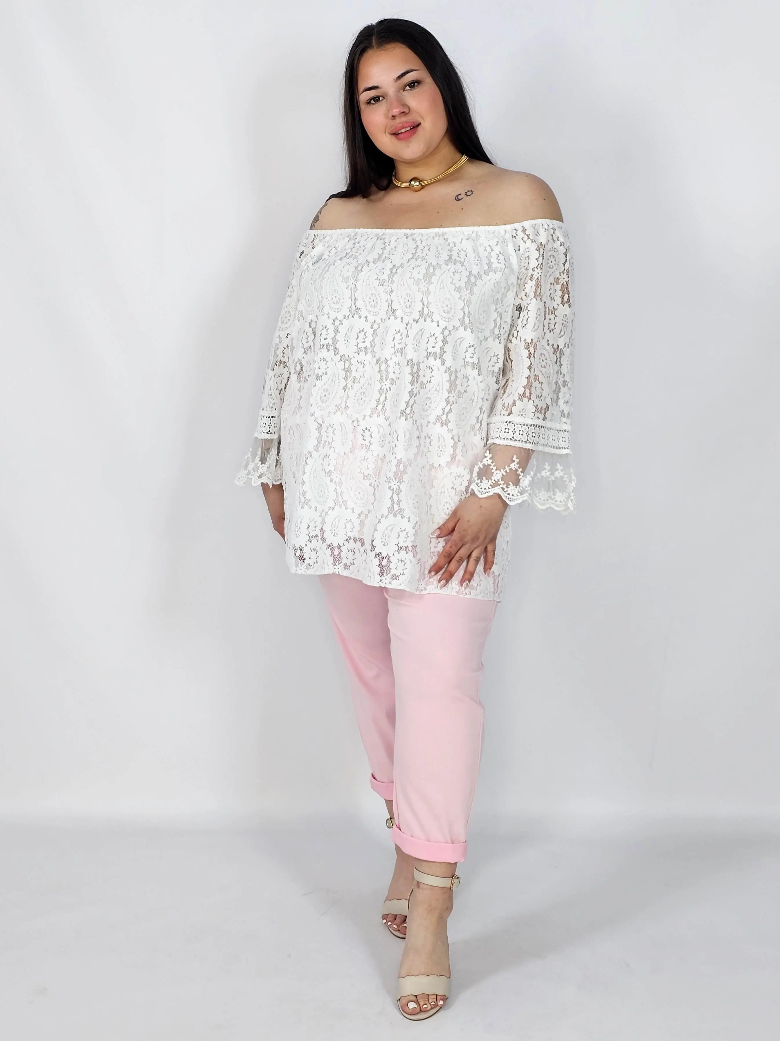 Bluzka Plus Size Koronkowa Hiszpanka Elegancka XXL Stylowa XL