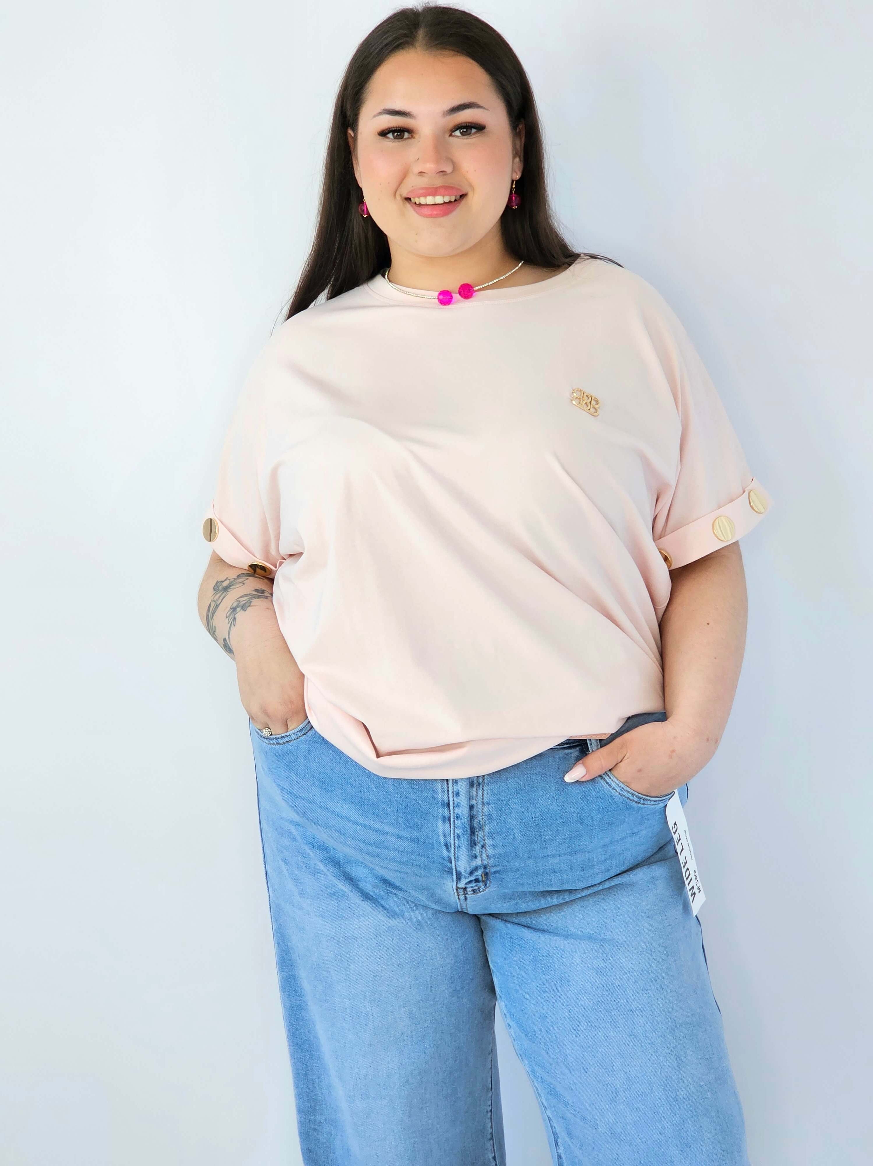 Bluzka Plus Size Luźna Z Krótkim Rękawem I Ozdobnymi Detalami Stylowa XL