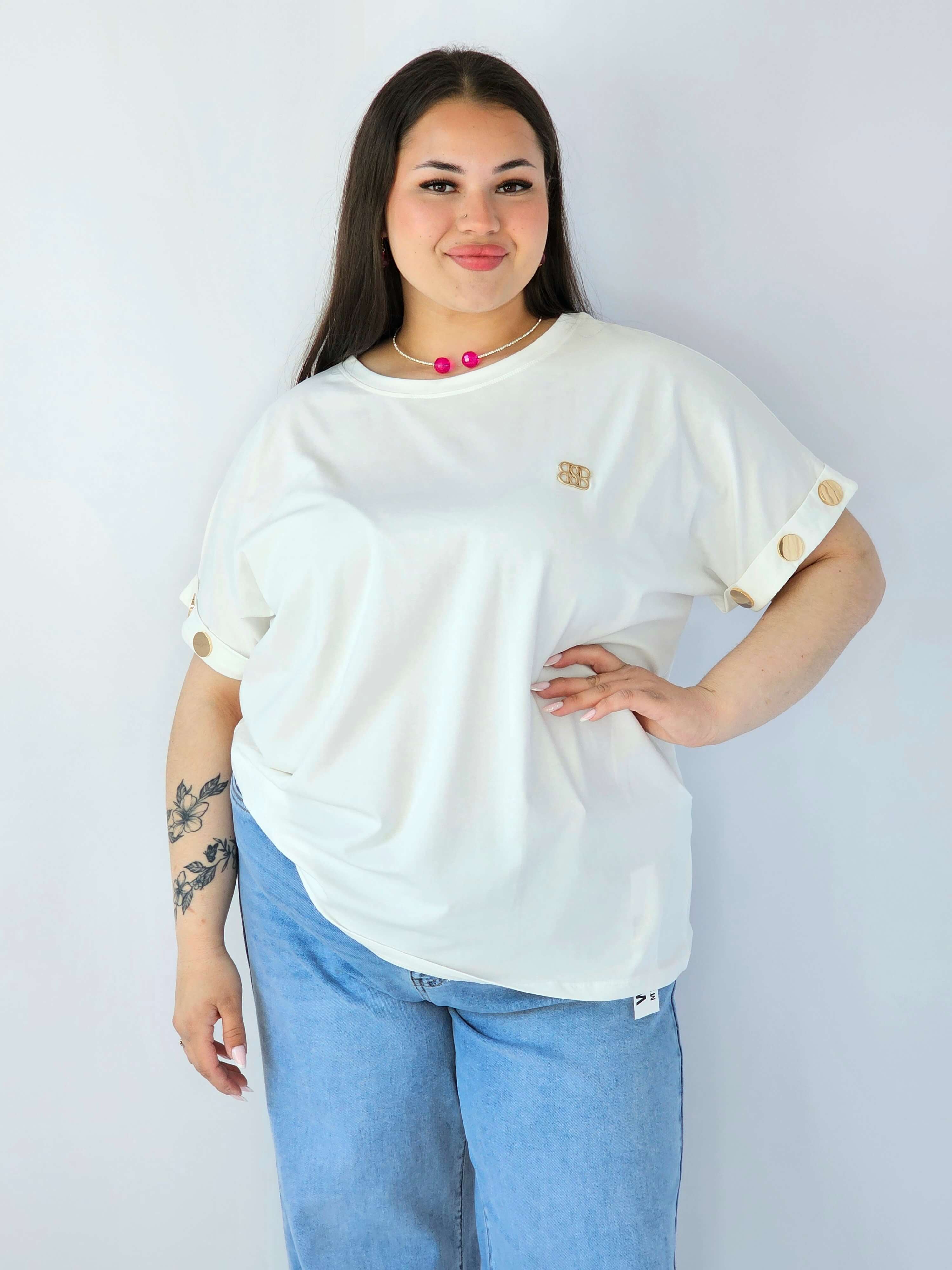 Bluzka Plus Size Luźna Z Krótkim Rękawem I Ozdobnymi Detalami Stylowa XL