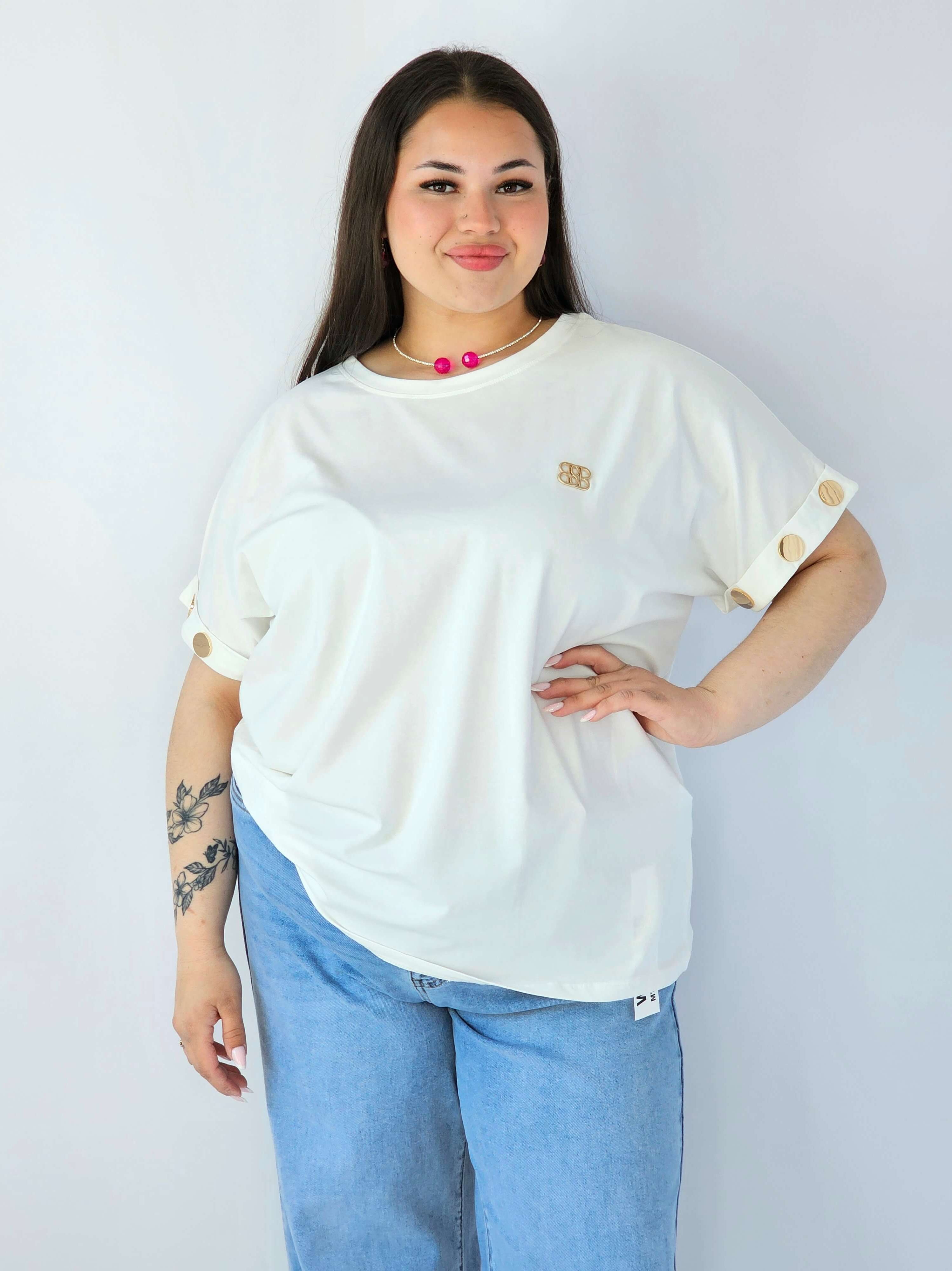 Bluzka Plus Size Luźna Z Krótkim Rękawem I Ozdobnymi Detalami Stylowa XL