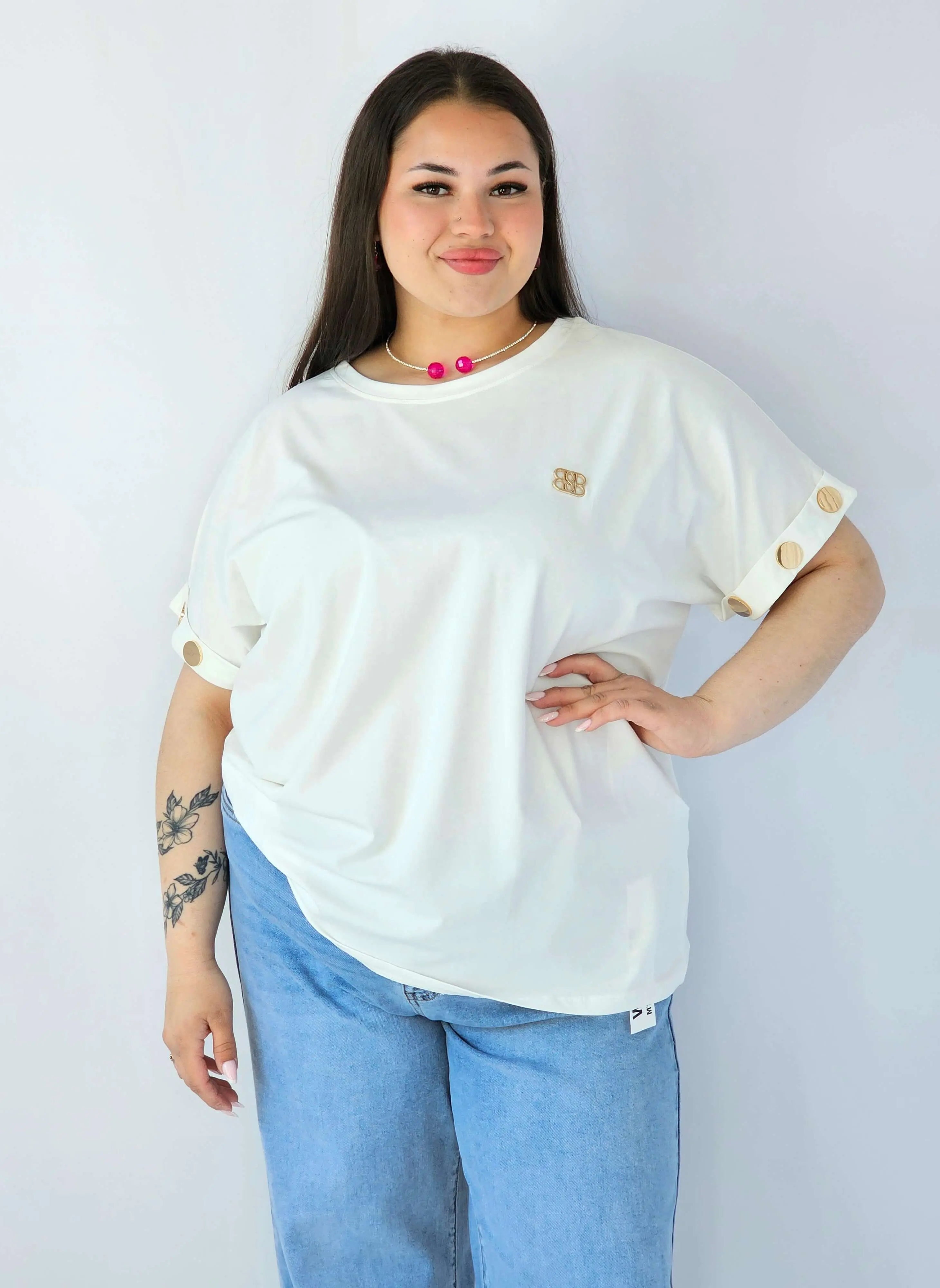 Bluzka Plus Size Luźna Z Krótkim Rękawem I Ozdobnymi Detalami Stylowa XL