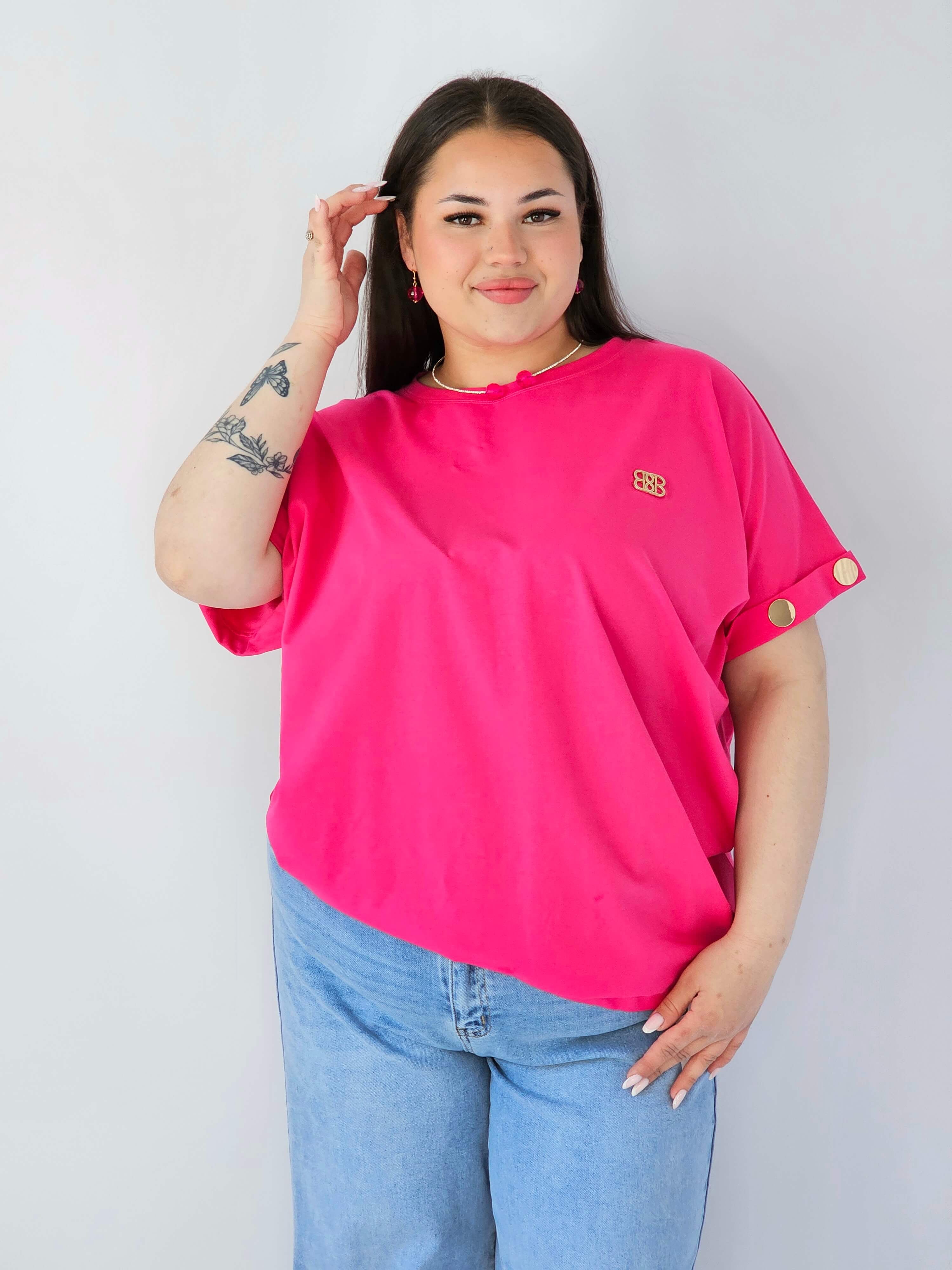 Bluzka Plus Size Luźna Z Krótkim Rękawem I Ozdobnymi Detalami Stylowa XL