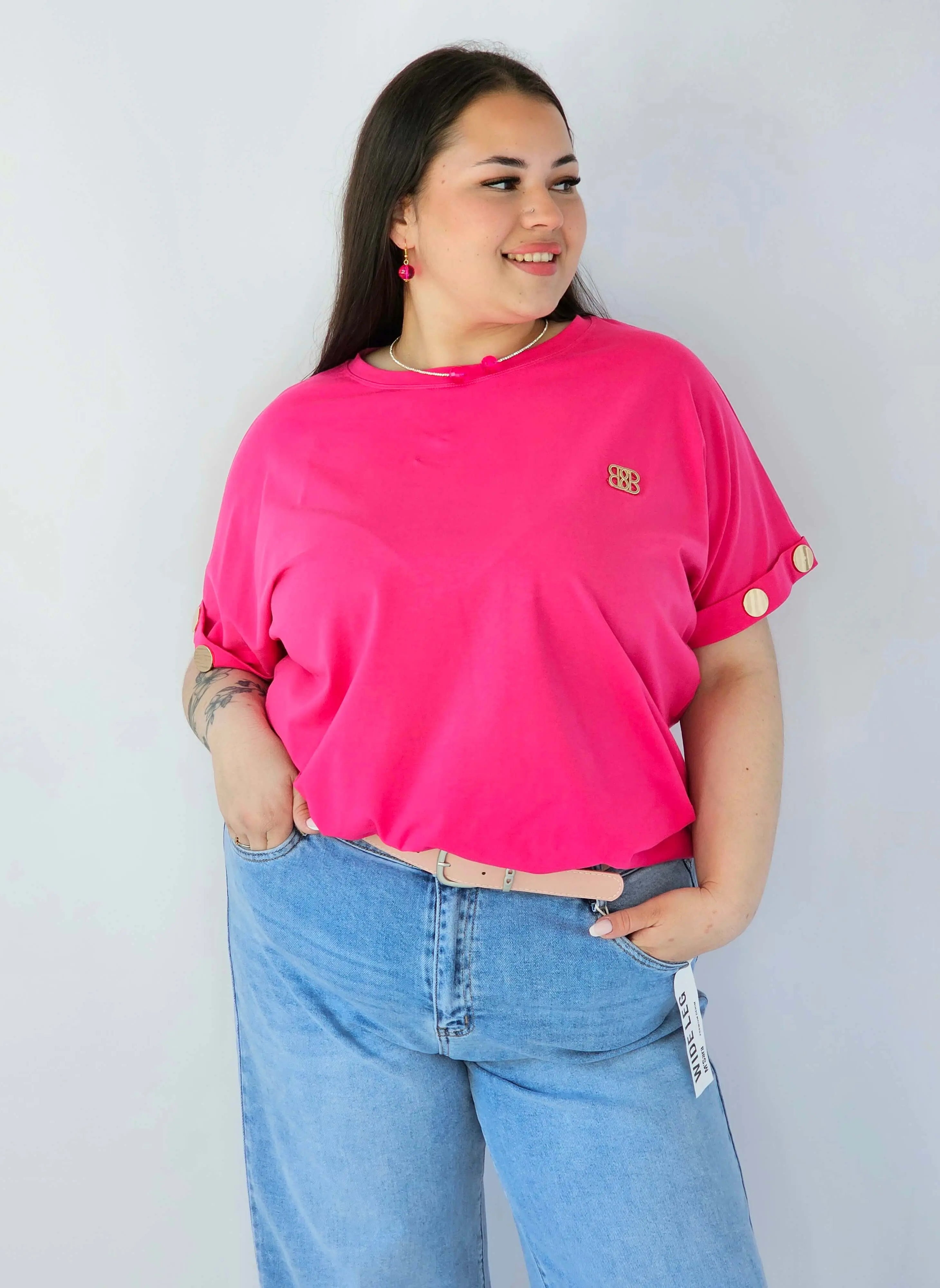 Bluzka Plus Size Luźna Z Krótkim Rękawem I Ozdobnymi Detalami Stylowa XL