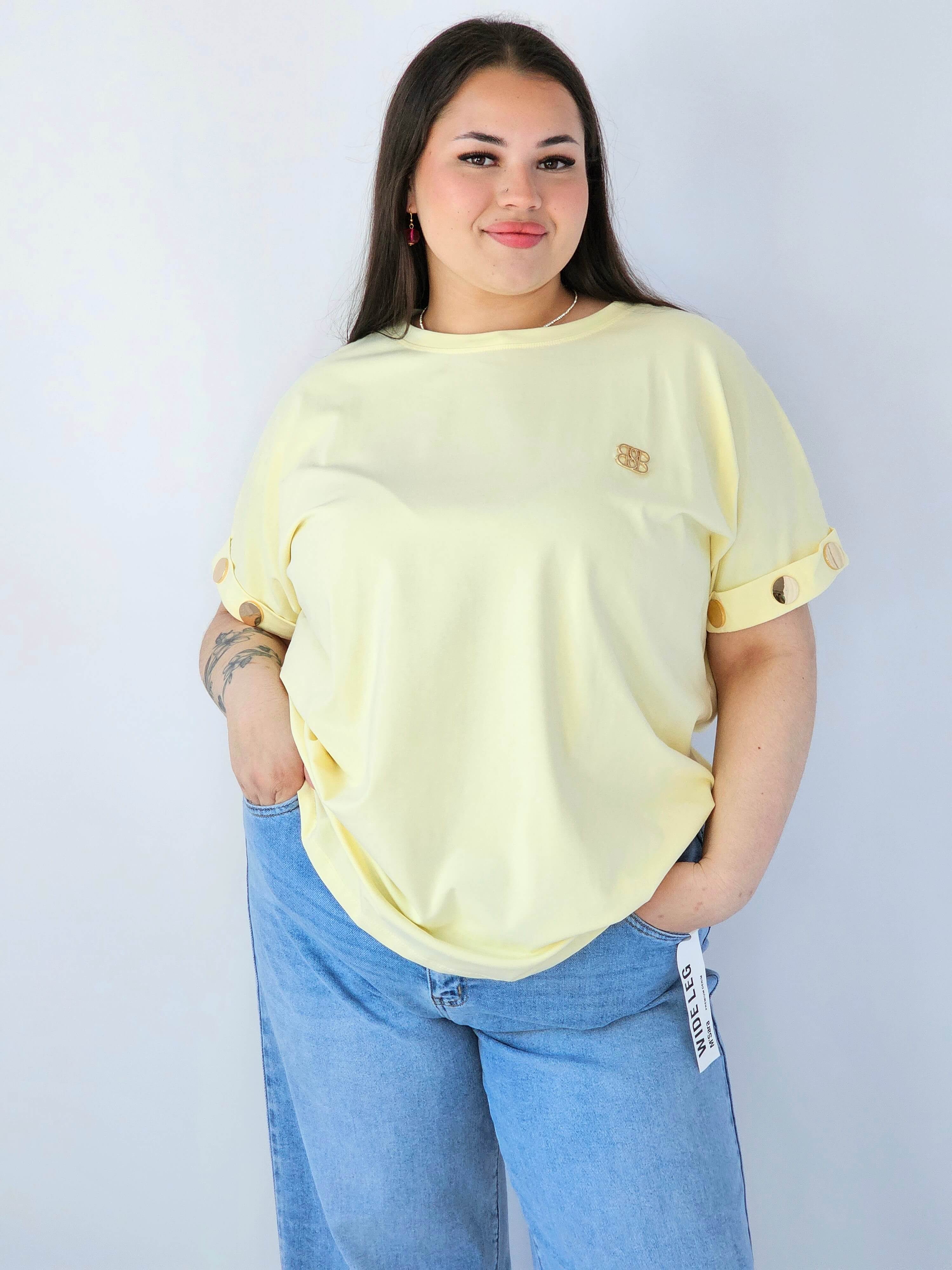 Bluzka Plus Size Luźna Z Krótkim Rękawem I Ozdobnymi Detalami Stylowa XL