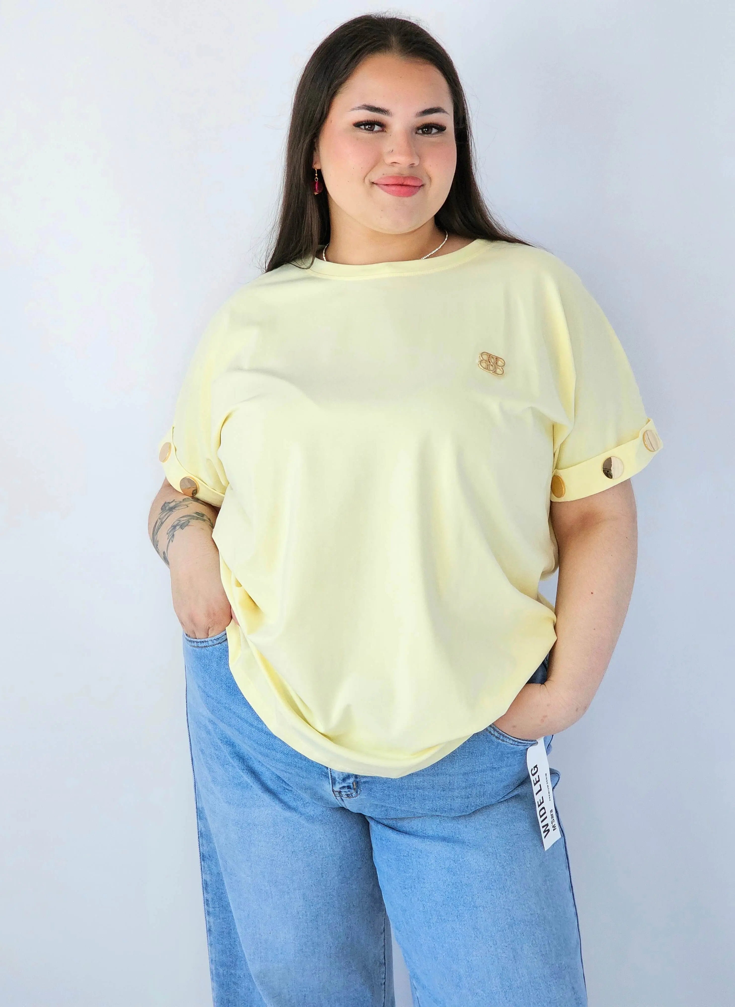 Bluzka Plus Size Luźna Z Krótkim Rękawem I Ozdobnymi Detalami Stylowa XL