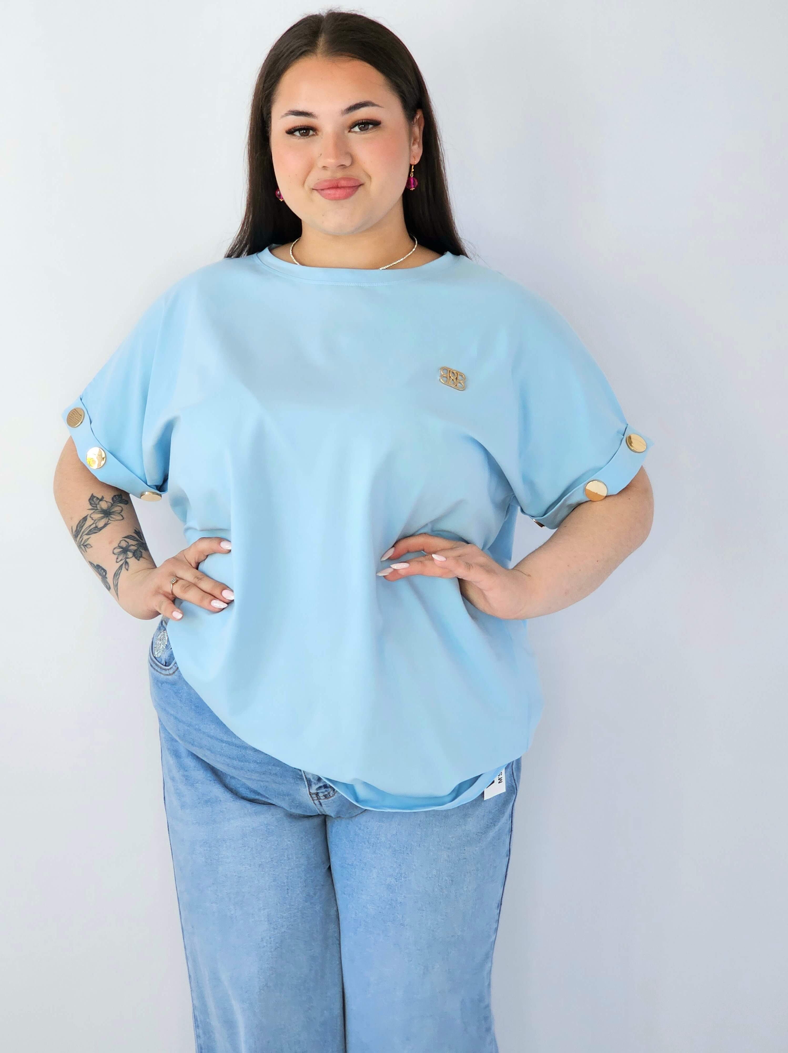 Bluzka Plus Size Luźna Z Krótkim Rękawem I Ozdobnymi Detalami Stylowa XL
