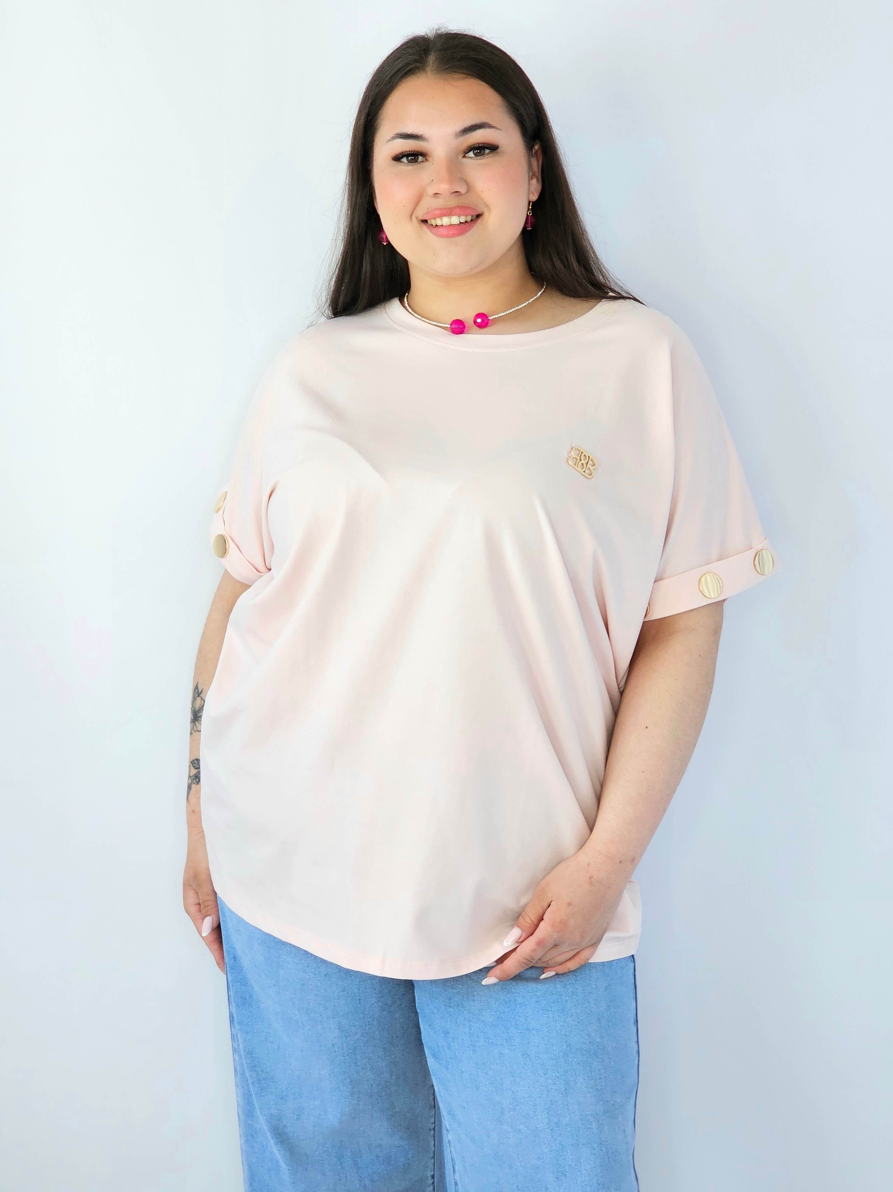 Bluzka Plus Size Luźna Z Krótkim Rękawem I Ozdobnymi Detalami Stylowa XL