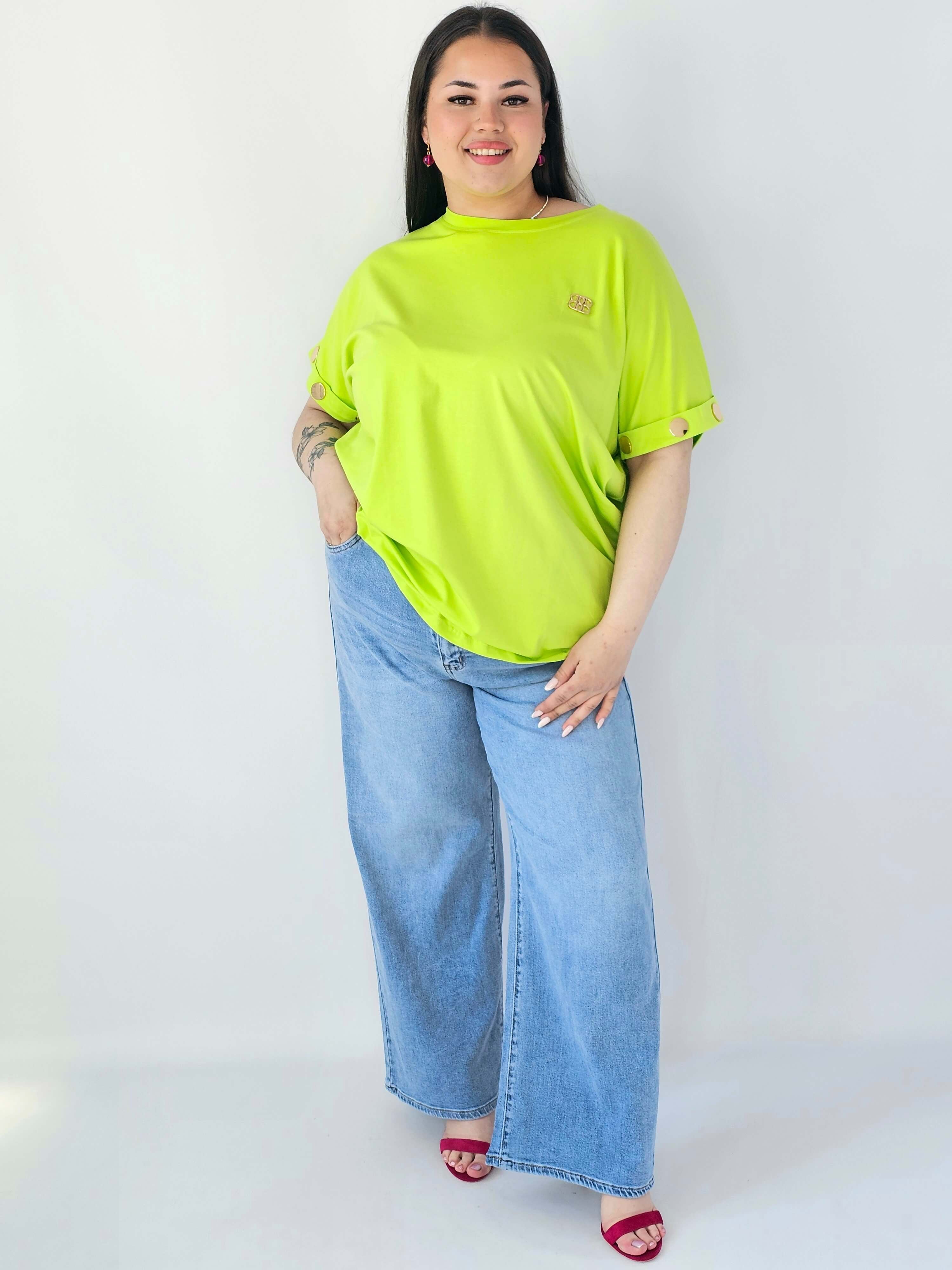 Bluzka Plus Size Luźna Z Krótkim Rękawem I Ozdobnymi Detalami Stylowa XL