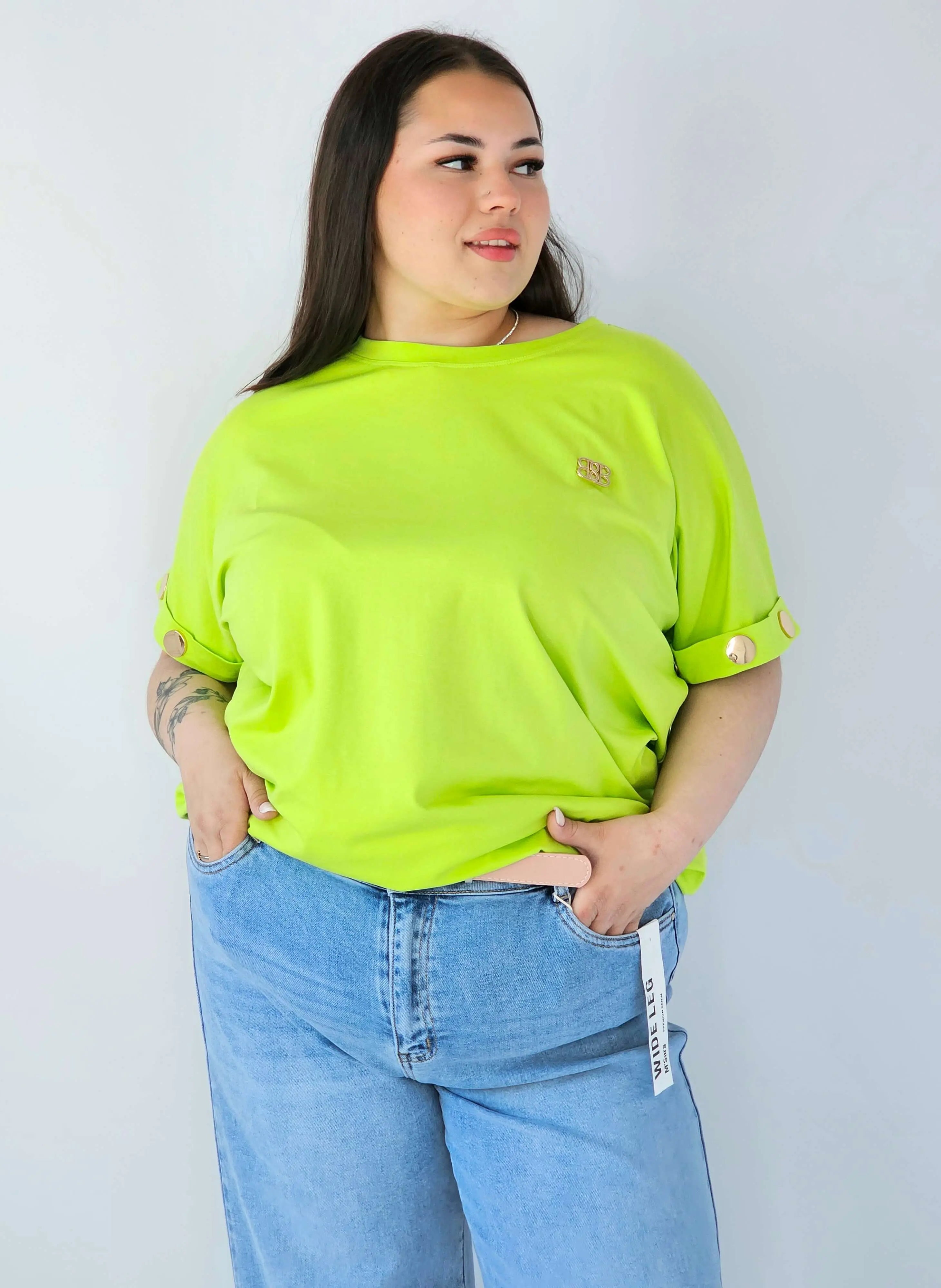 Bluzka Plus Size Luźna Z Krótkim Rękawem I Ozdobnymi Detalami Stylowa XL