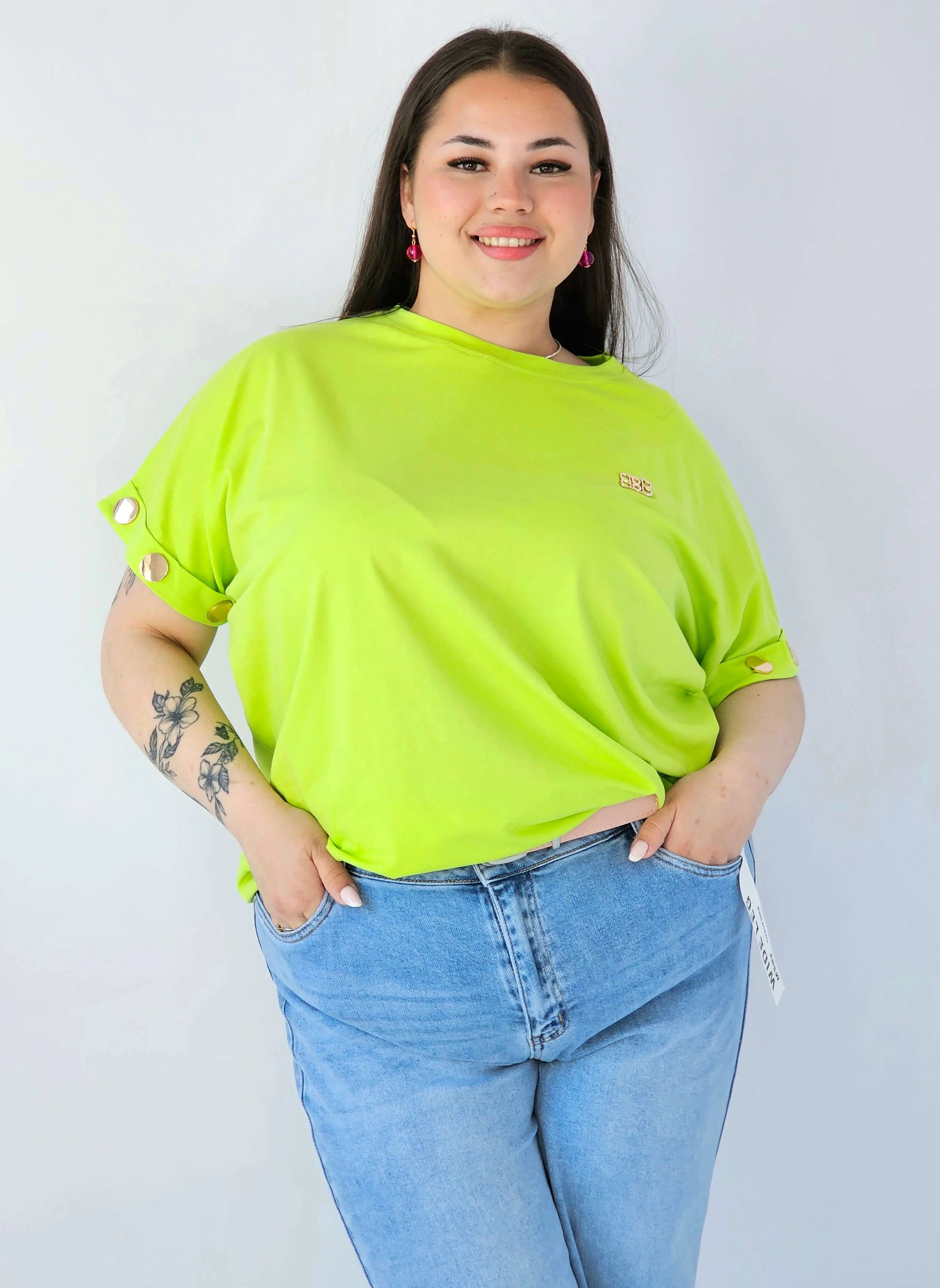 Bluzka Plus Size Luźna Z Krótkim Rękawem I Ozdobnymi Detalami Stylowa XL