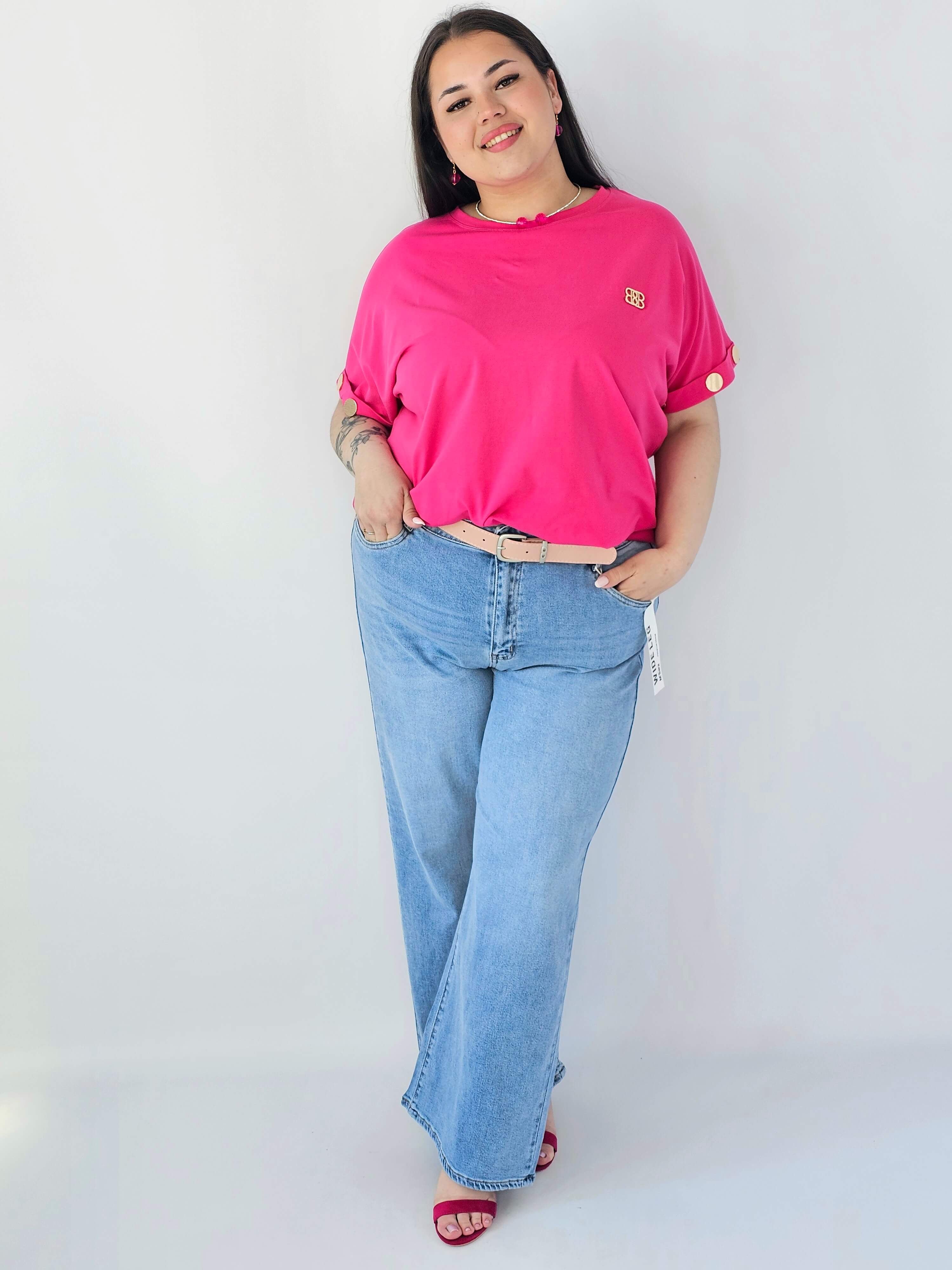 Bluzka Plus Size Luźna Z Krótkim Rękawem I Ozdobnymi Detalami Stylowa XL
