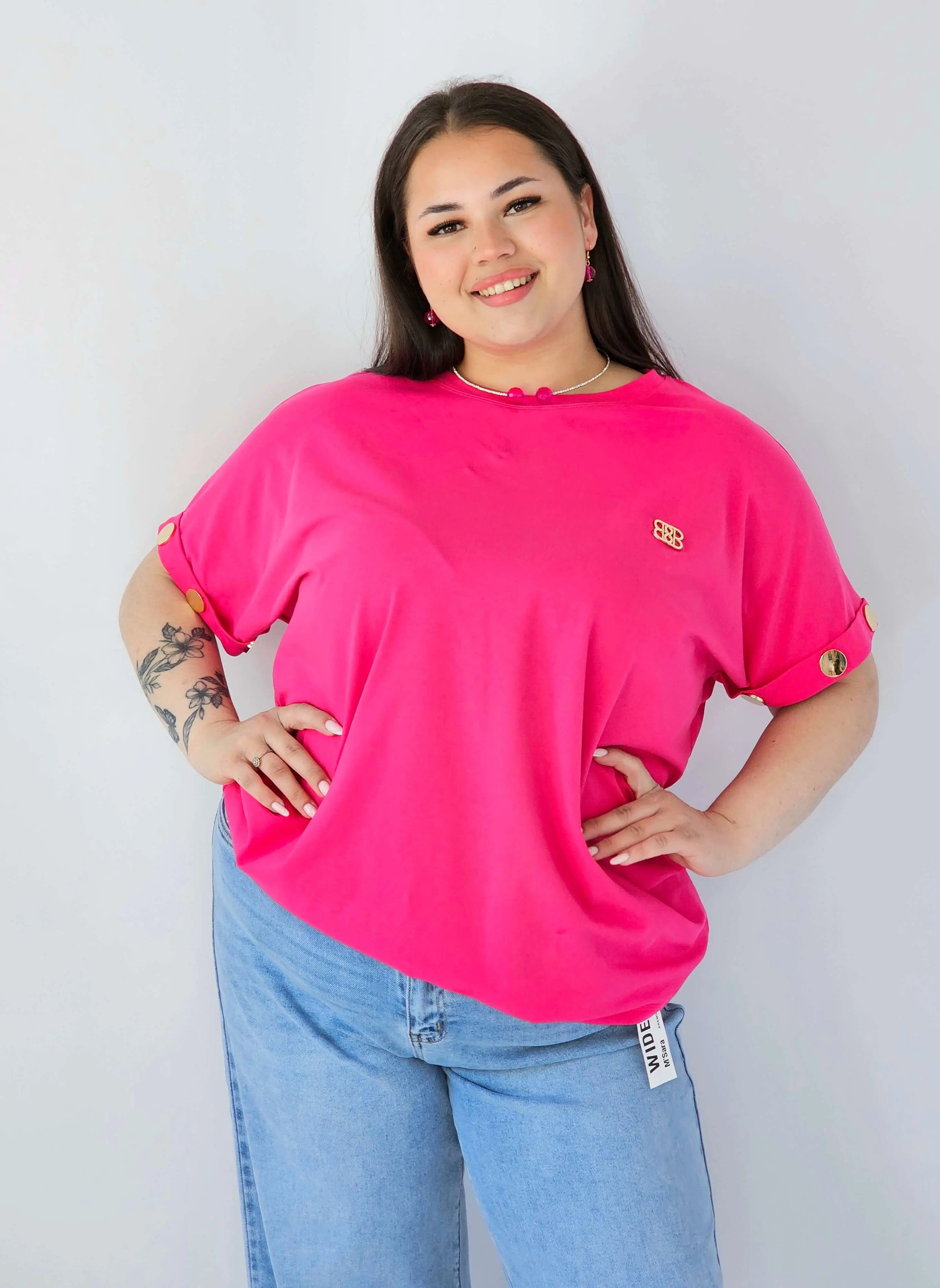 Bluzka Plus Size Luźna Z Krótkim Rękawem I Ozdobnymi Detalami Stylowa XL
