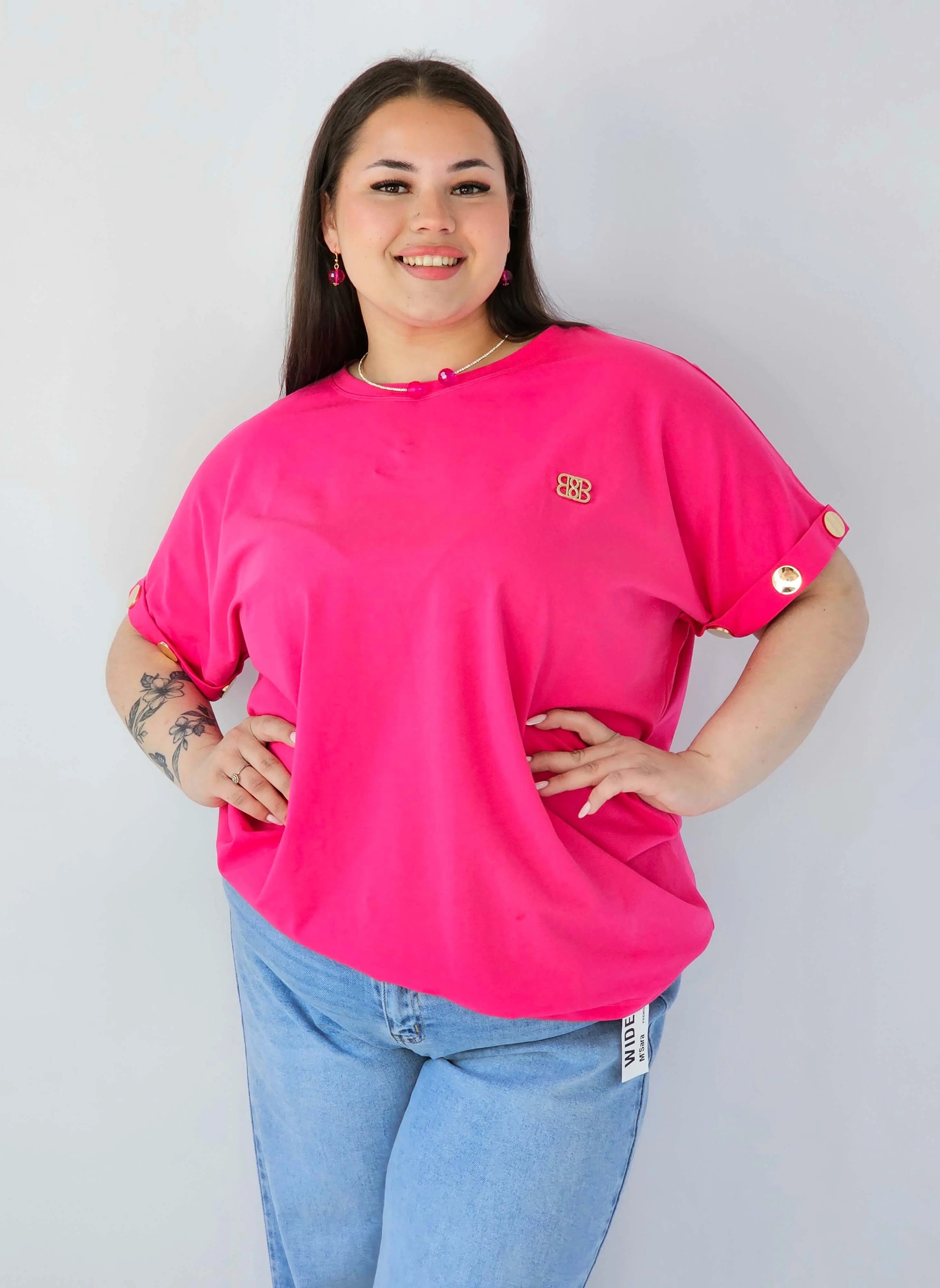Bluzka Plus Size Luźna Z Krótkim Rękawem I Ozdobnymi Detalami Stylowa XL