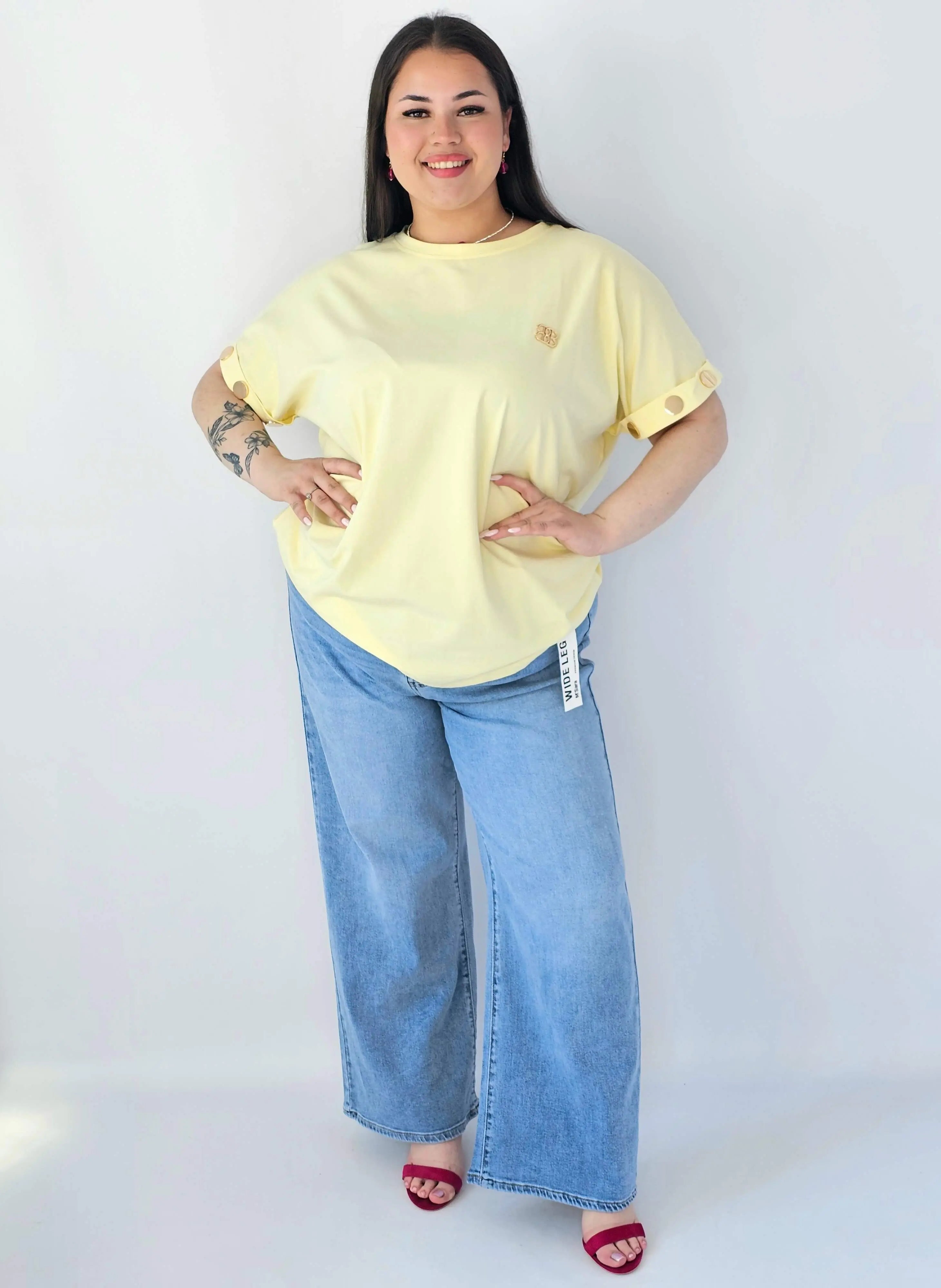 Bluzka Plus Size Luźna Z Krótkim Rękawem I Ozdobnymi Detalami Stylowa XL
