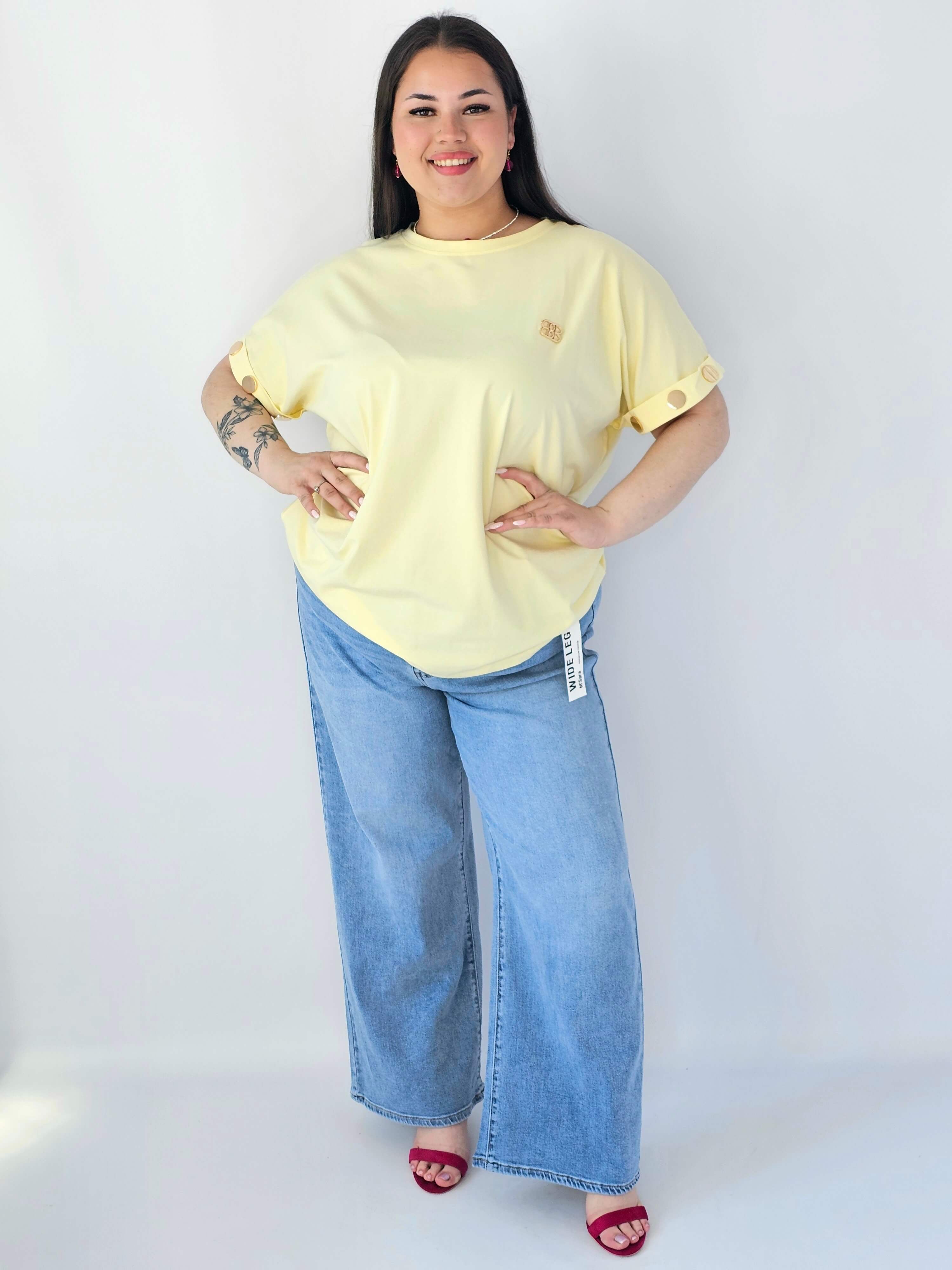 Bluzka Plus Size Luźna Z Krótkim Rękawem I Ozdobnymi Detalami Stylowa XL