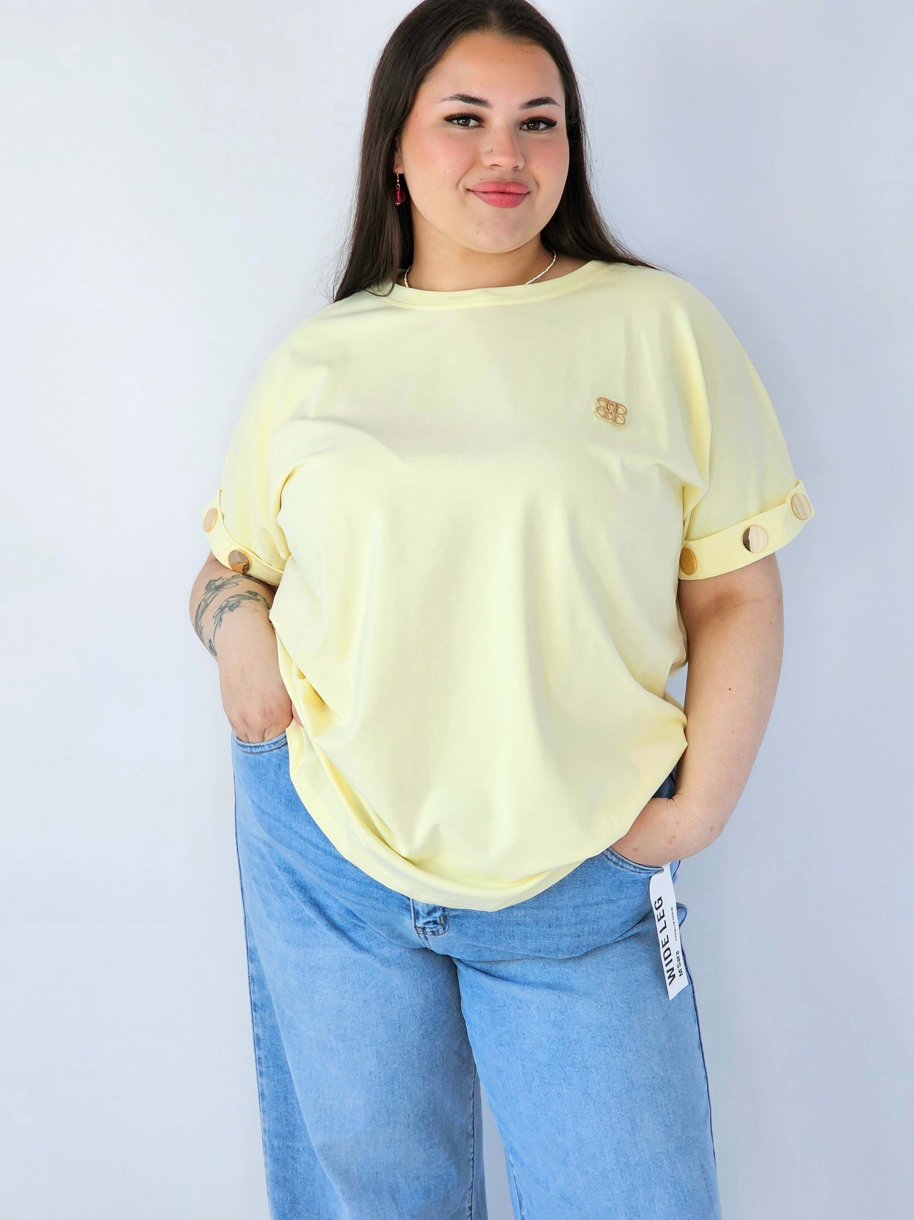 Bluzka Plus Size Luźna Z Krótkim Rękawem I Ozdobnymi Detalami Stylowa XL