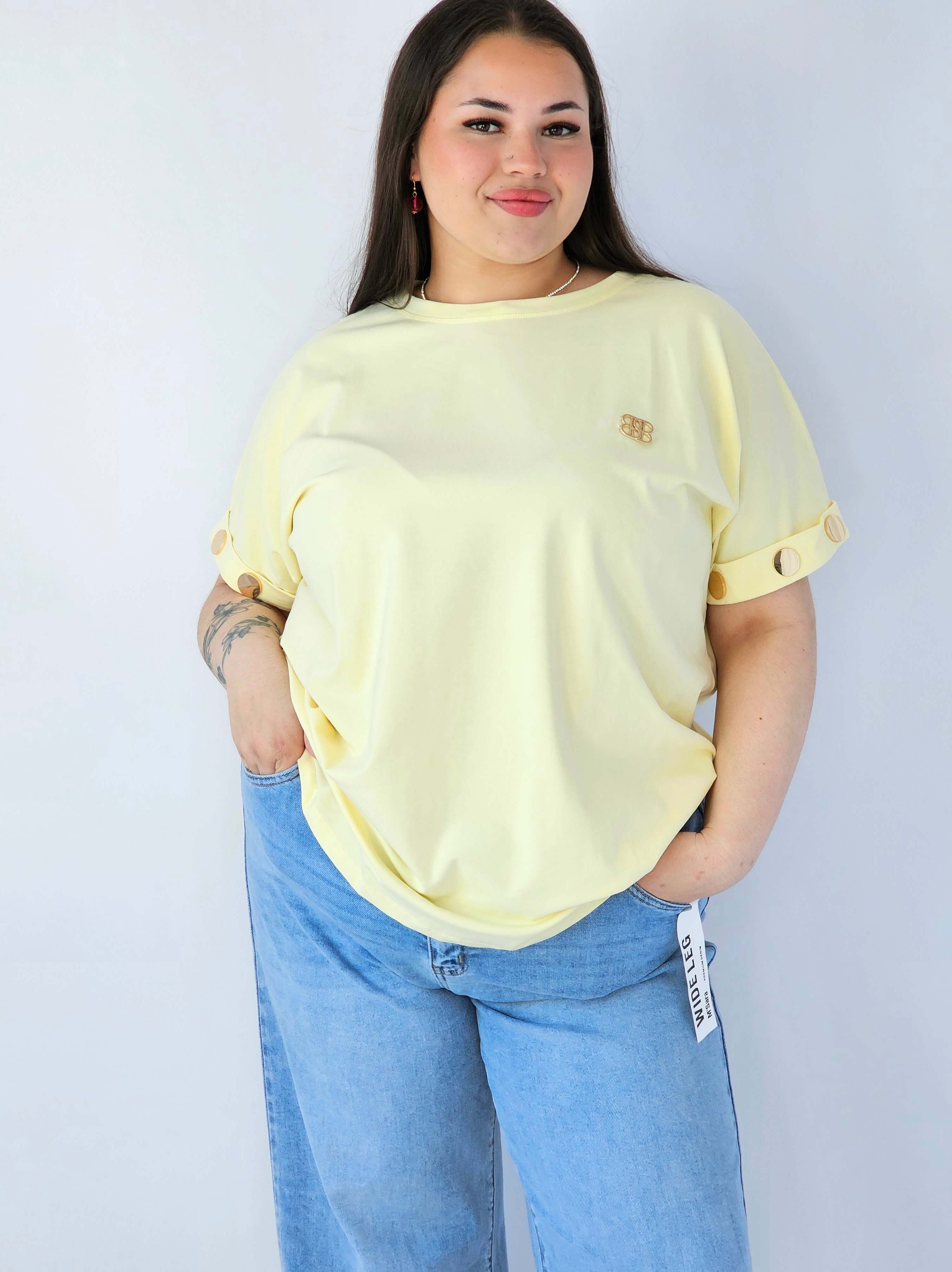 Bluzka Plus Size Luźna Z Krótkim Rękawem I Ozdobnymi Detalami Stylowa XL
