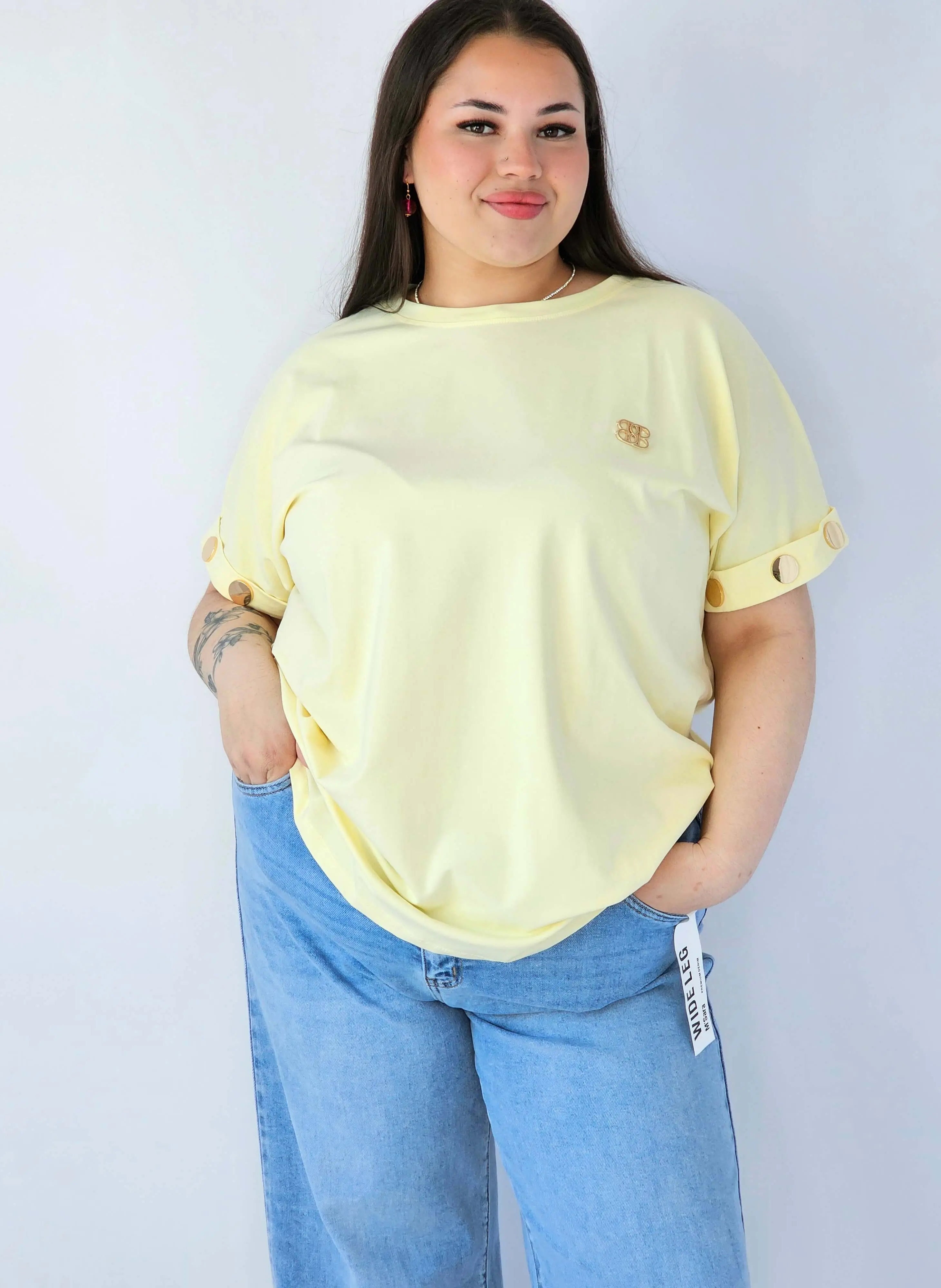 Bluzka Plus Size Luźna Z Krótkim Rękawem I Ozdobnymi Detalami Stylowa XL