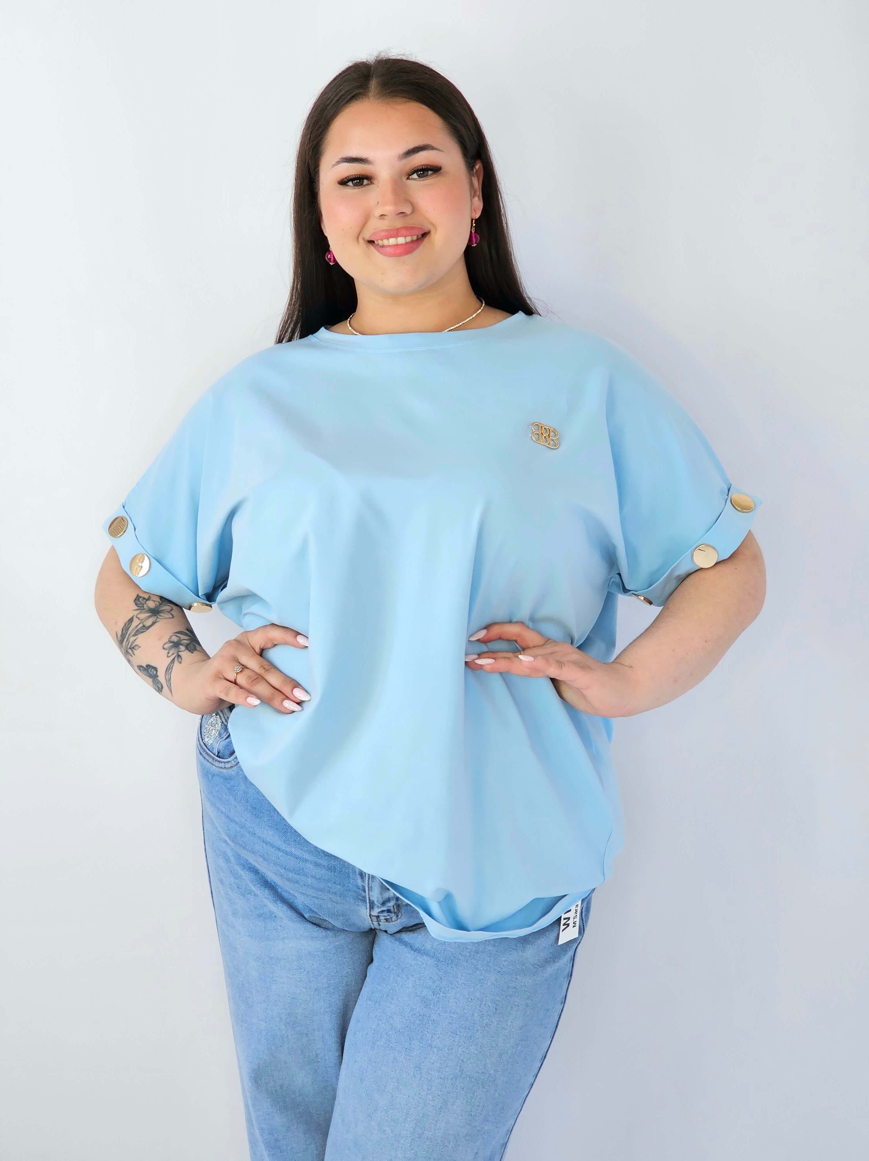 Bluzka Plus Size Luźna Z Krótkim Rękawem I Ozdobnymi Detalami Stylowa XL
