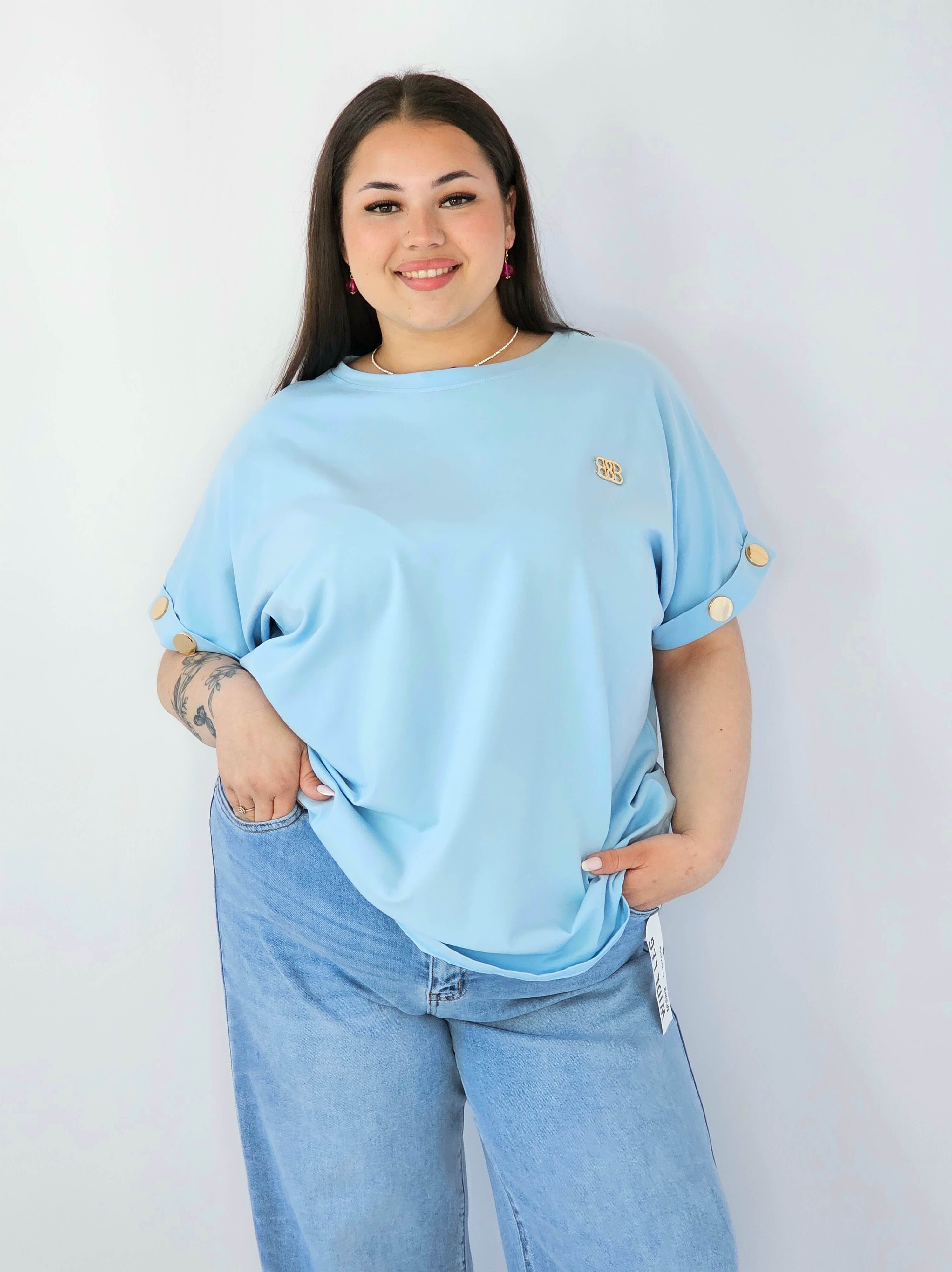 Bluzka Plus Size Luźna Z Krótkim Rękawem I Ozdobnymi Detalami Stylowa XL