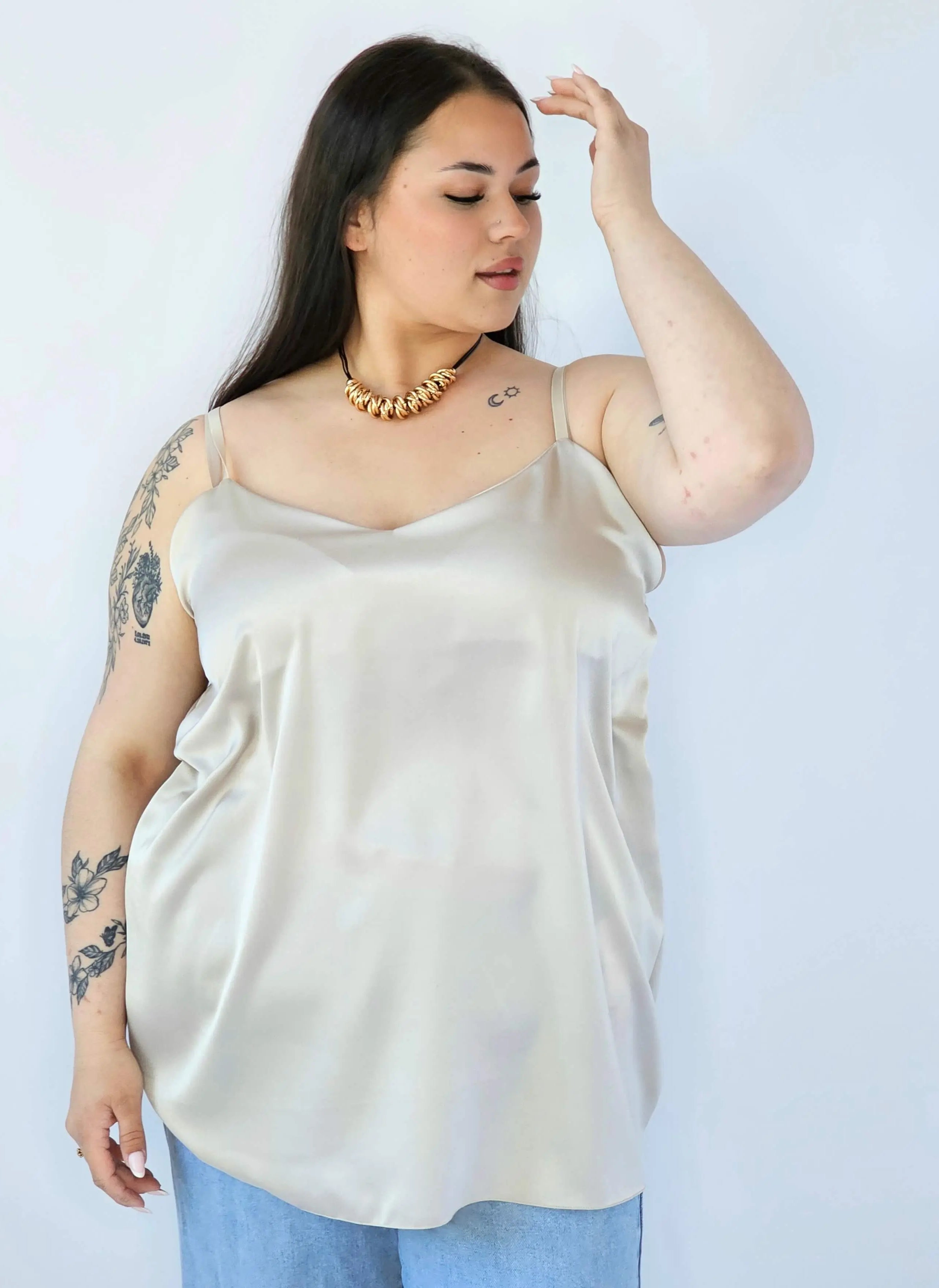 Bluzka Plus Size Satynowa Na Ramiączkach Gładka Elegancka XXL Stylowa XL