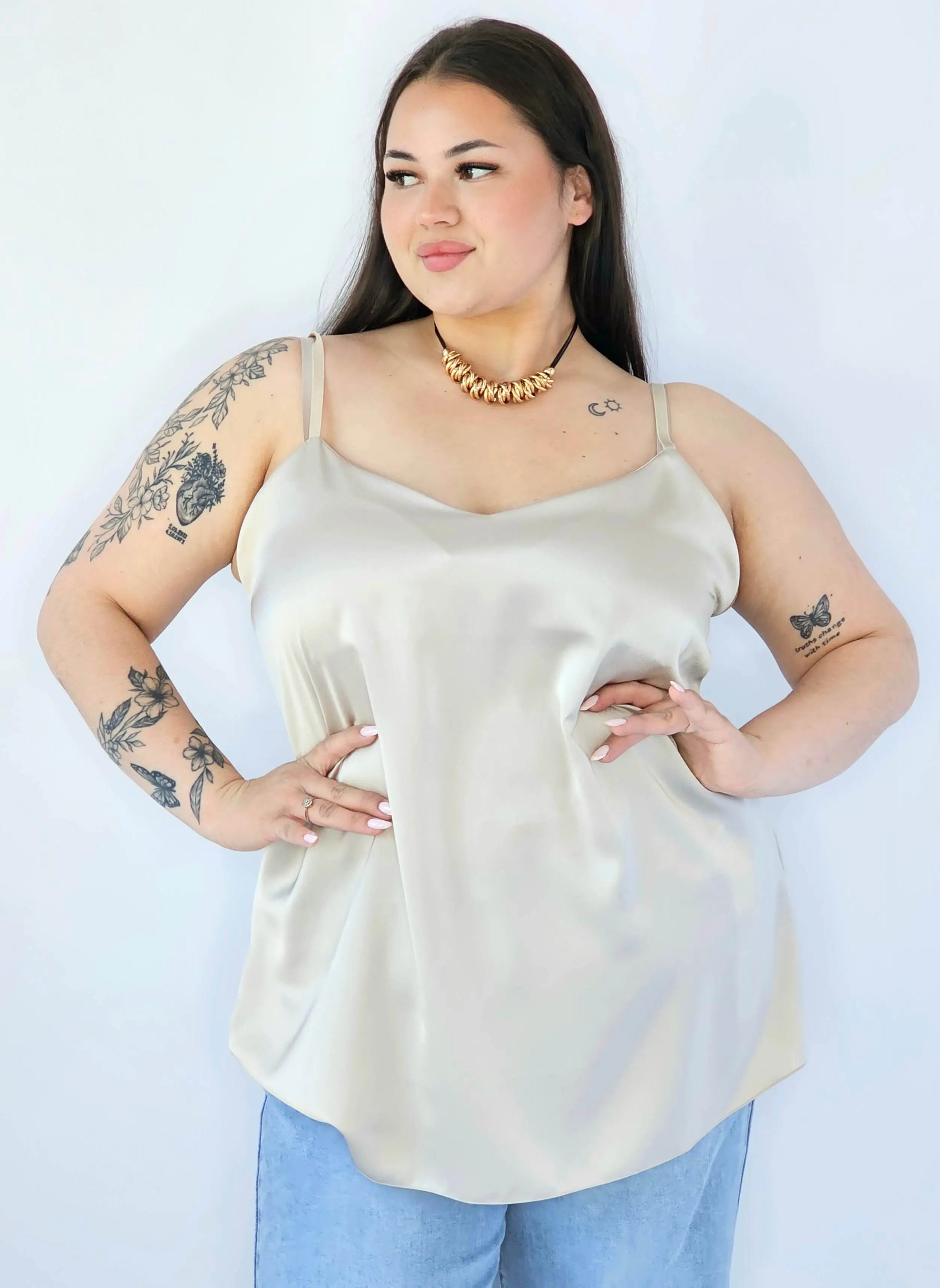 Bluzka Plus Size Satynowa Na Ramiączkach Gładka Elegancka XXL Stylowa XL