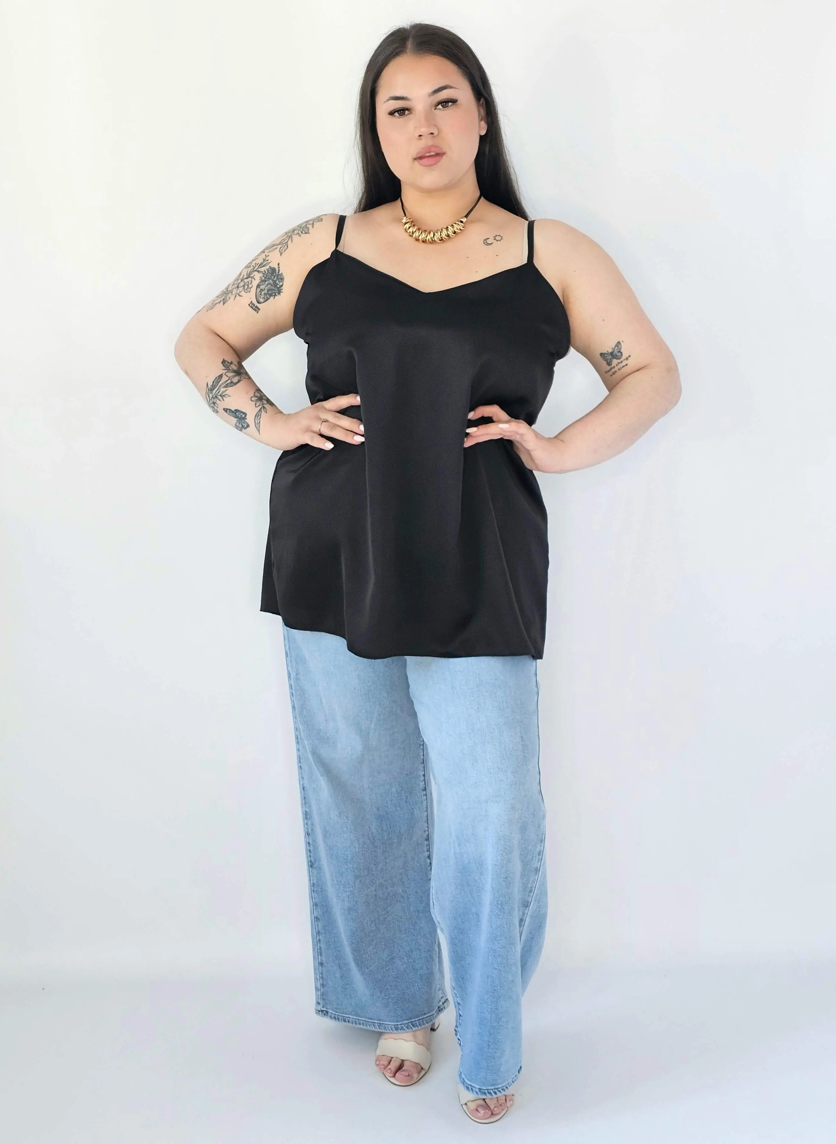 Bluzka Plus Size Satynowa Na Ramiączkach Gładka Elegancka XXL Stylowa XL