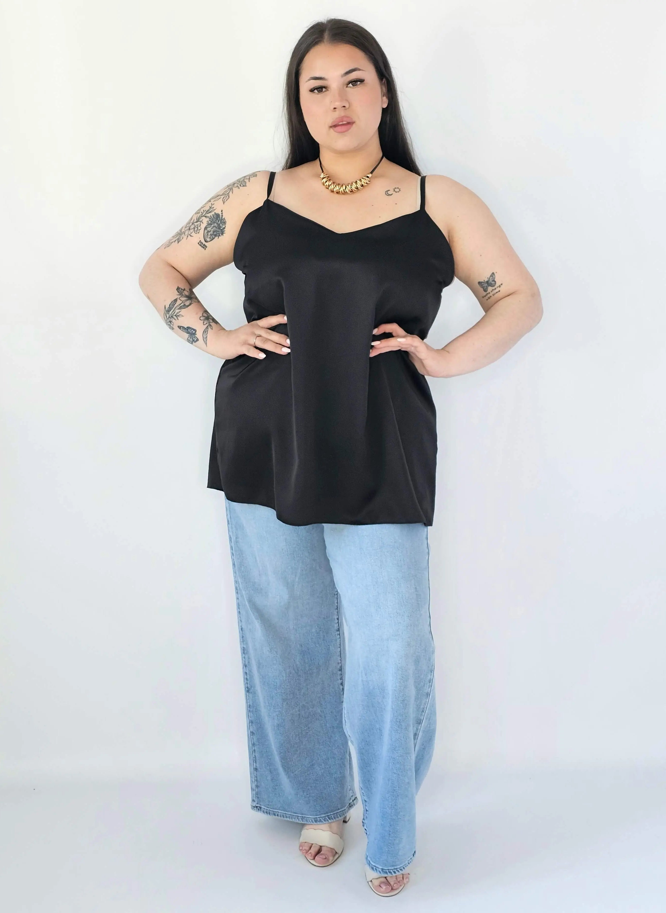 Bluzka Plus Size Satynowa Na Ramiączkach Gładka Elegancka XXL Stylowa XL