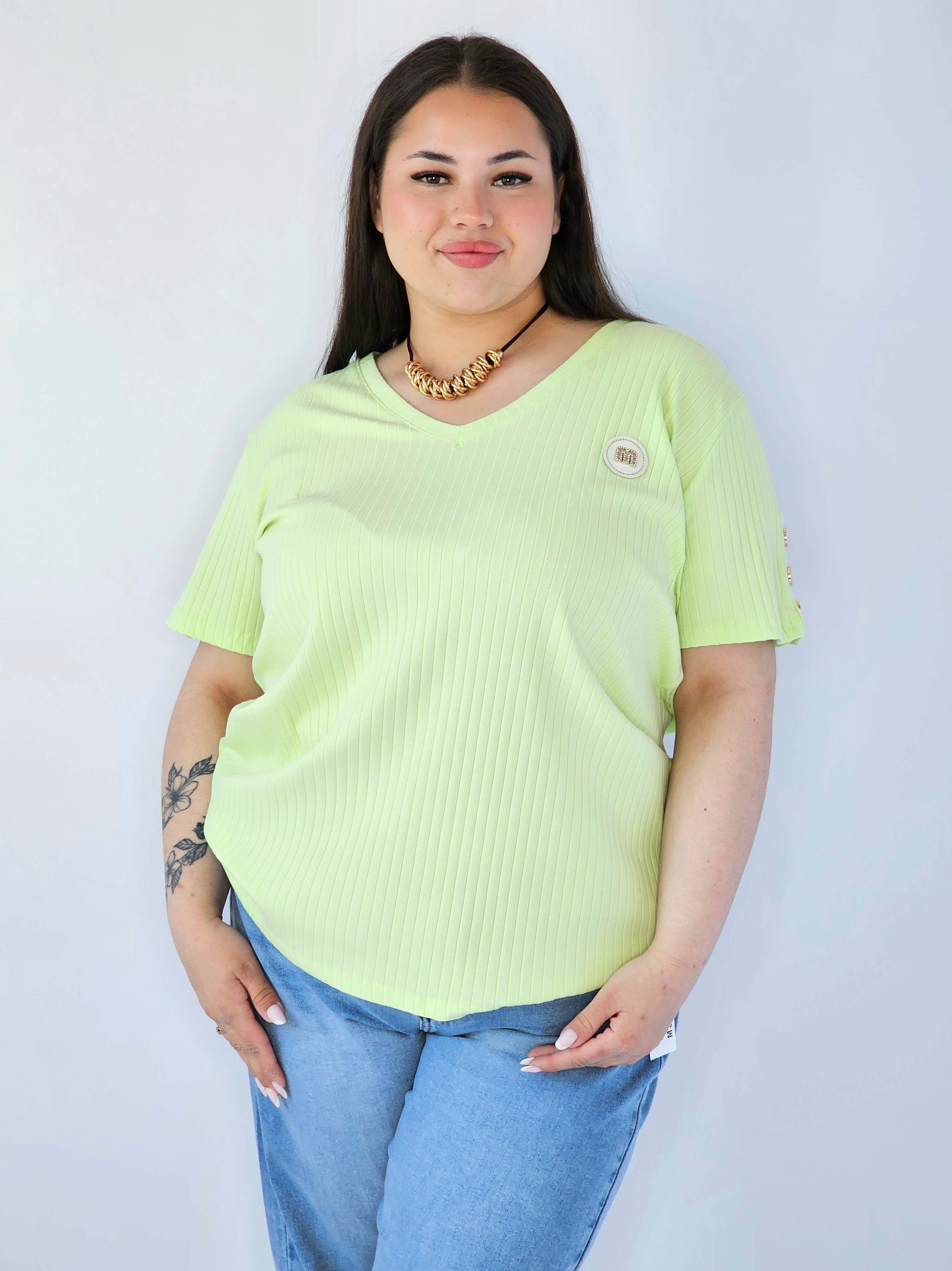 Bluzka Plus Size Z Dekoltem V I Ozdobną Aplikacją Stylowa XL